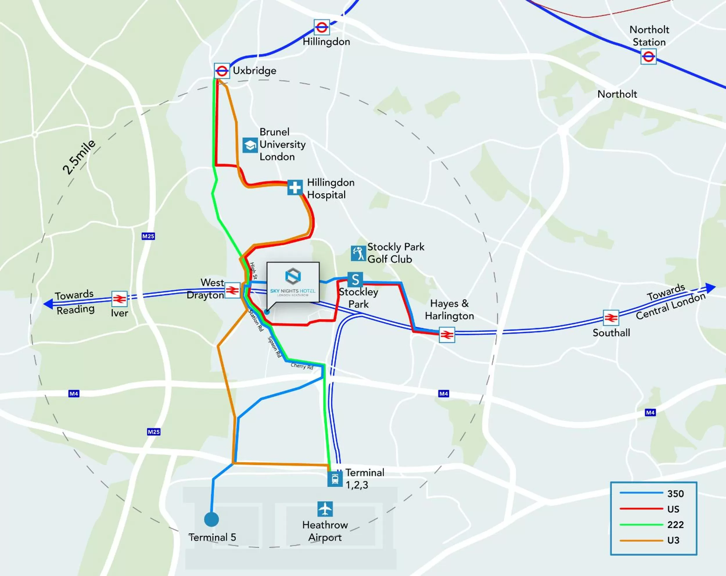 Location in Sky Nights Hotel London Heathrow