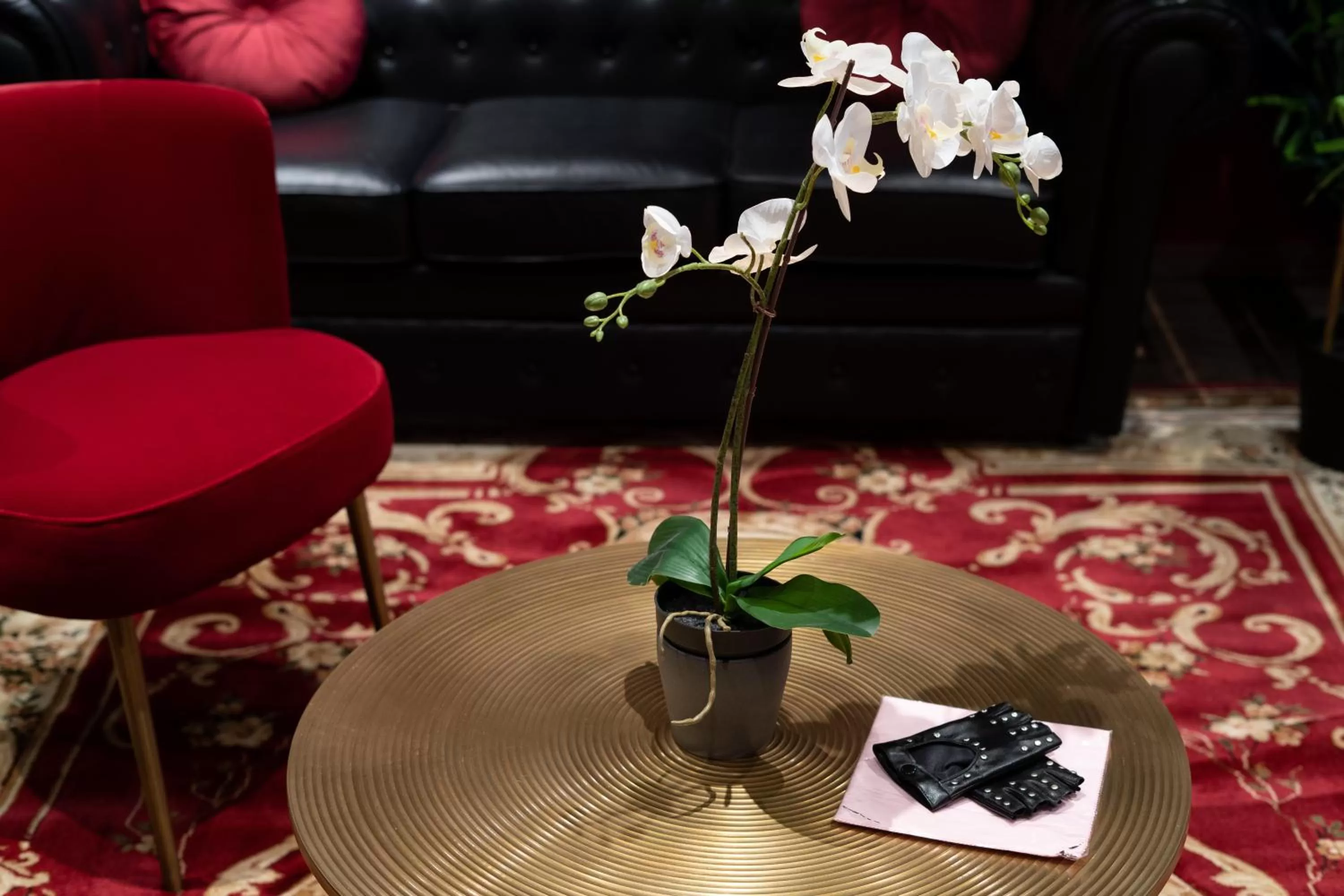 Seating area in Capsule Secret - Jacuzzi - Netflix & Home cinéma - Jeux de couple - Barre de pole dance