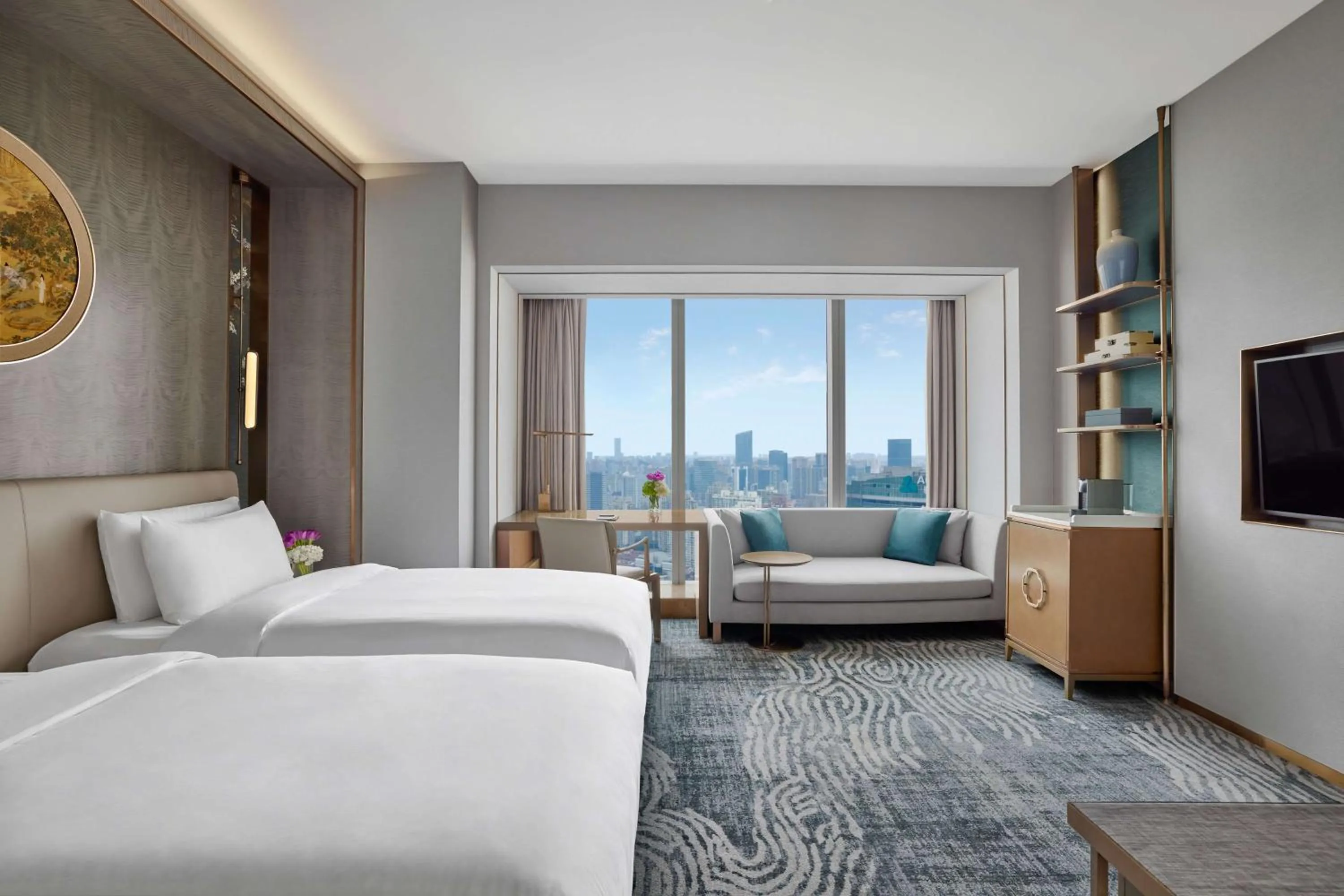 Living room, Bed in Conrad Shanghai