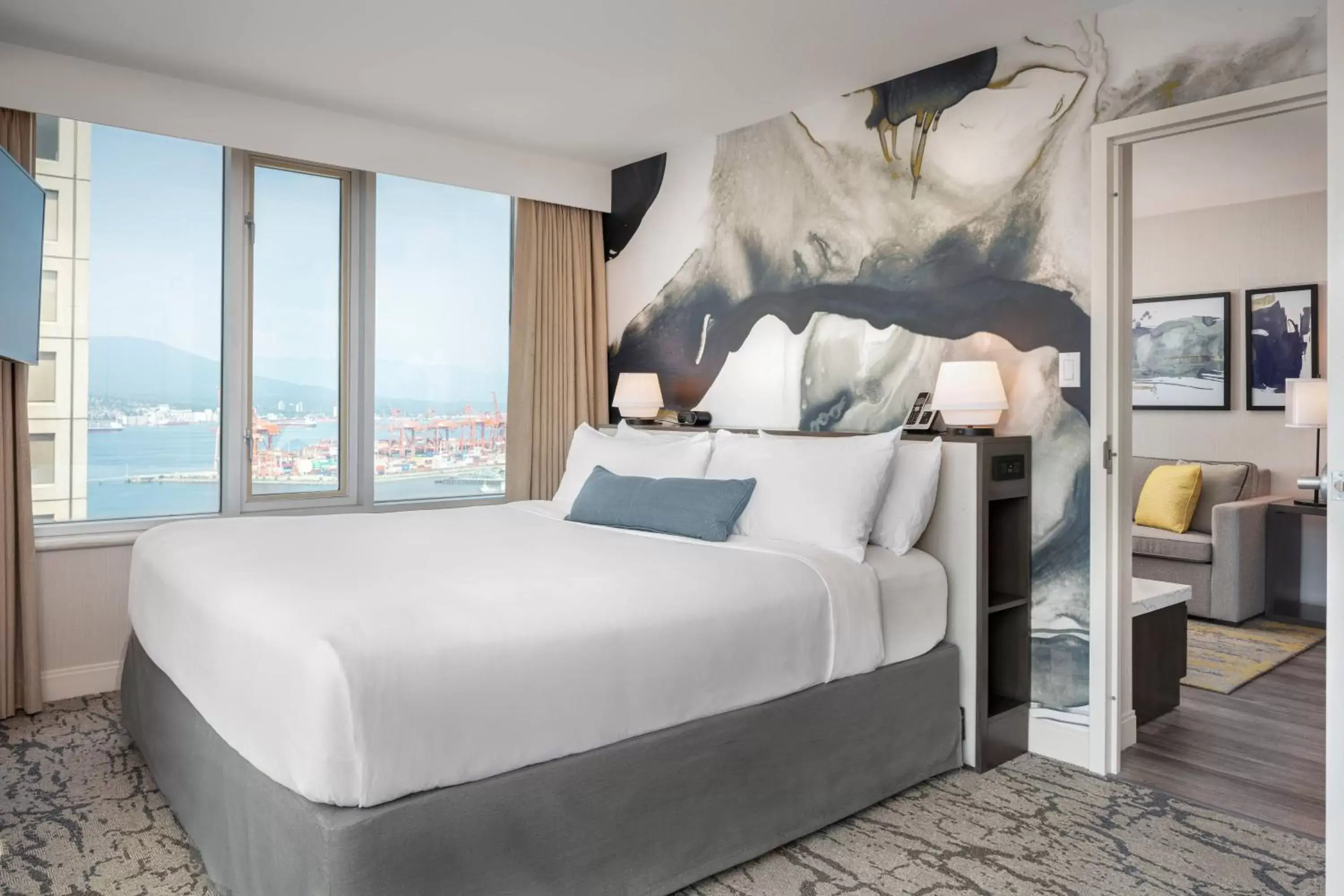 King Suite with Sofa Bed and Partial Water View in Delta Hotels by Marriott Vancouver Downtown Suites King Suite with Sofa Bed and Partial Water View in Delta Hotels by Marriott Vancouver Downtown Suites
