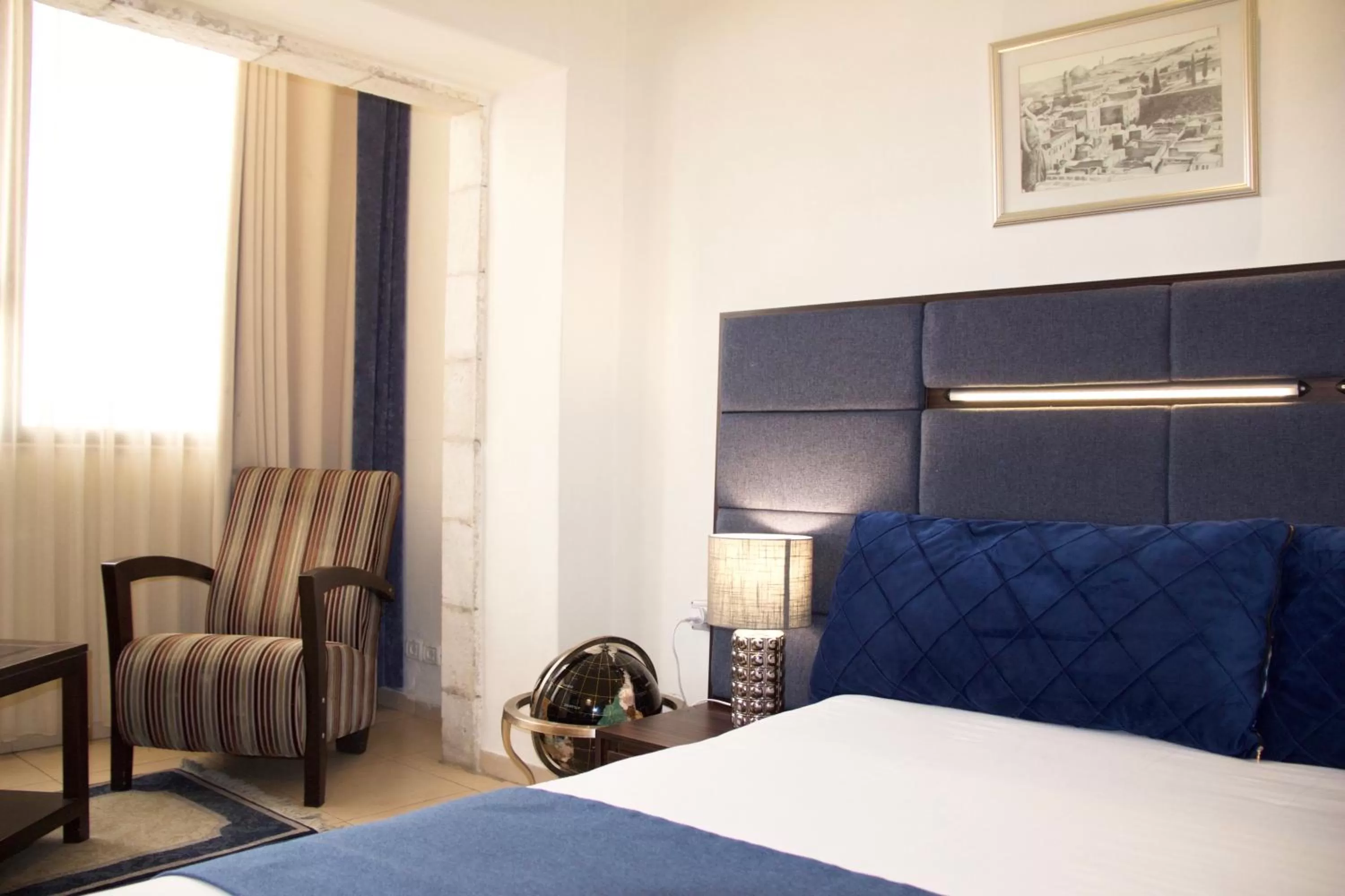 Seating area, Bed in National Hotel - Jerusalem