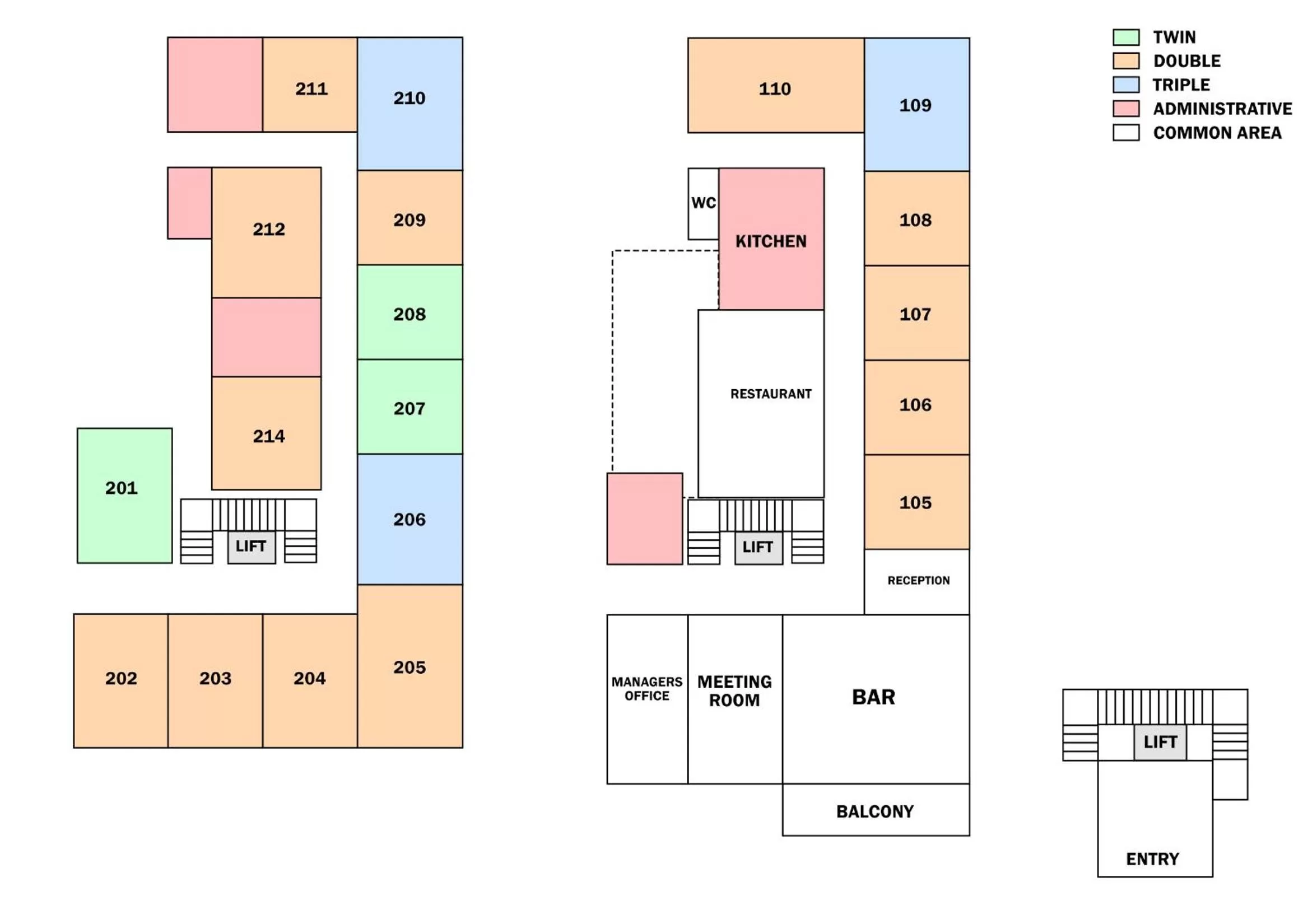 Floor plan in The Oakwood Hotel