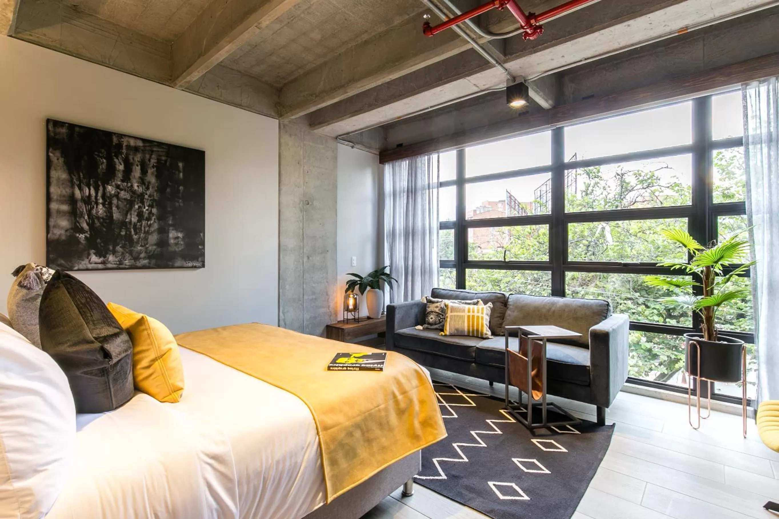 Bed in Factory Lofts Hotel