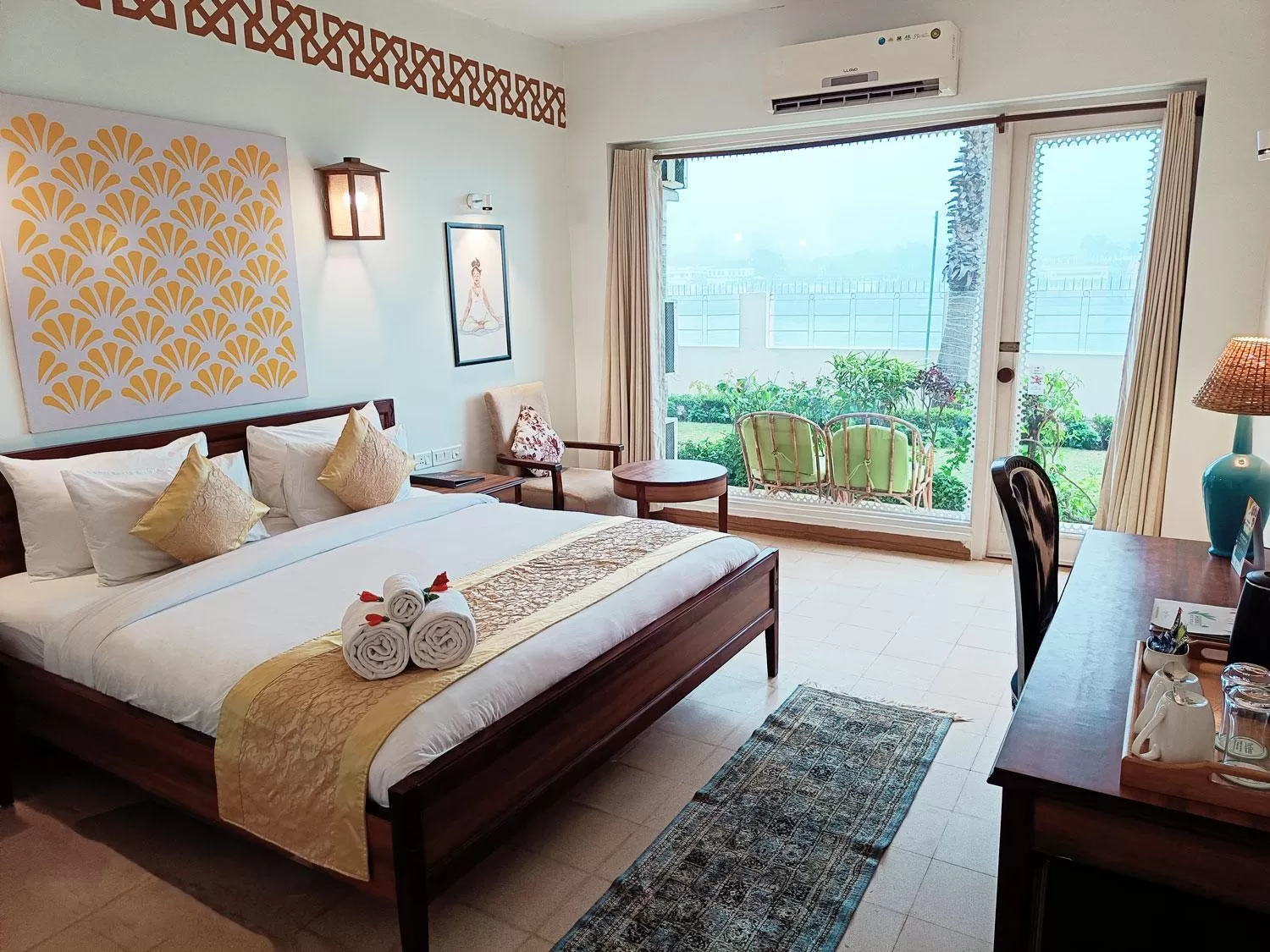 Bedroom, Bed in Yog Niketan By Sanskriti