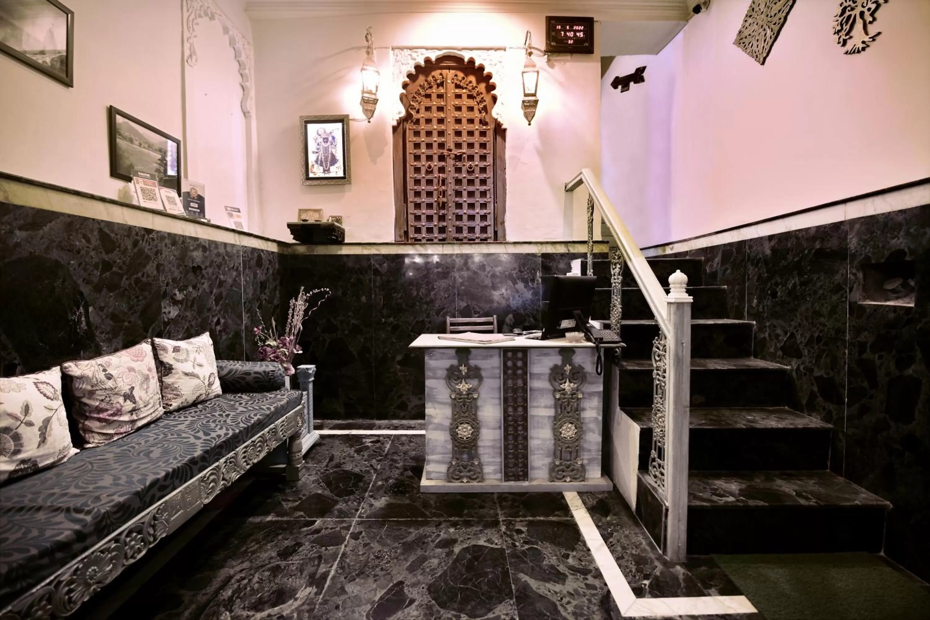 Seating area in The Lake View Hotel- On Lake Pichola