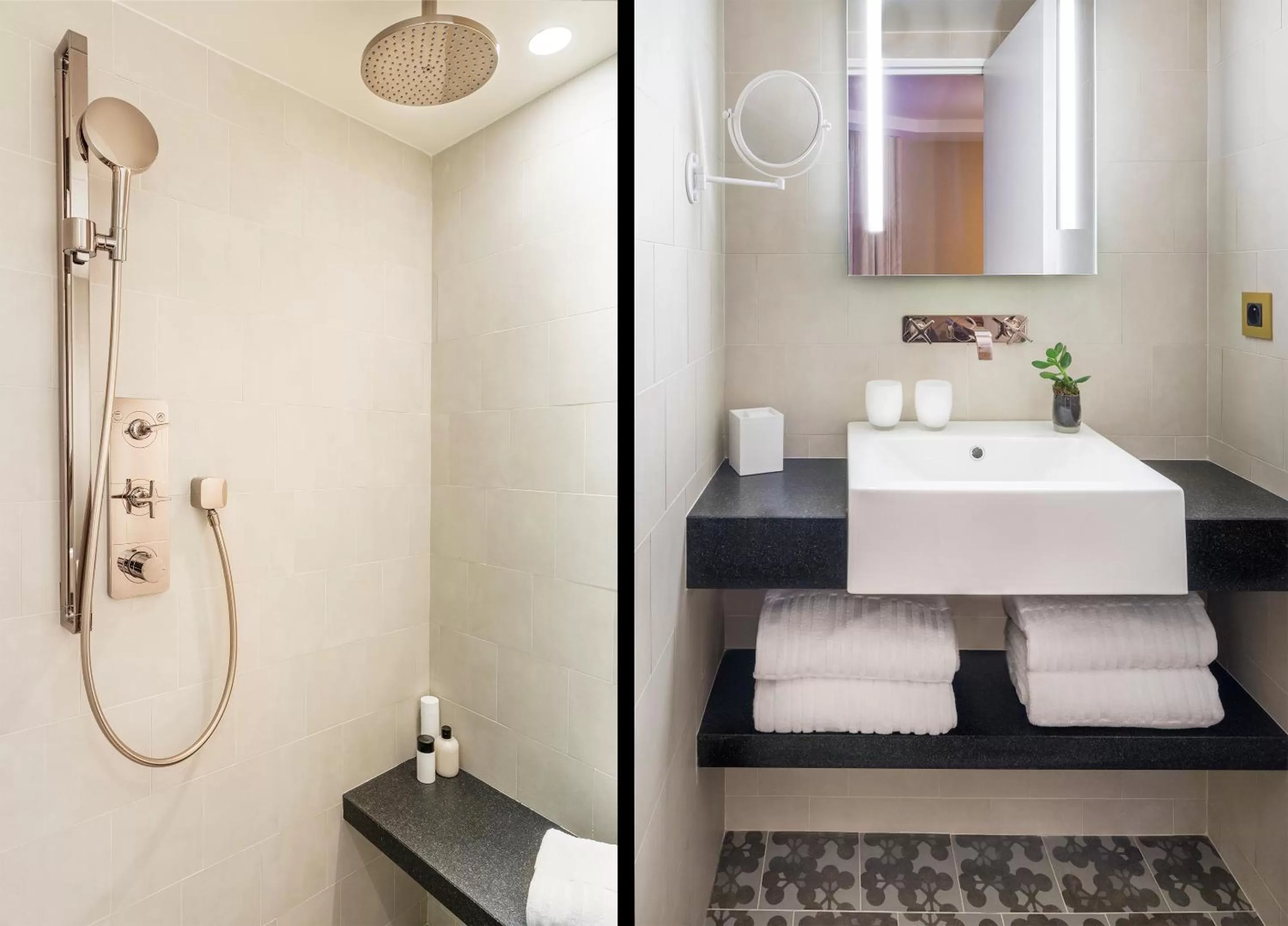 Bathroom, Bed in Hotel Ducs de Bourgogne