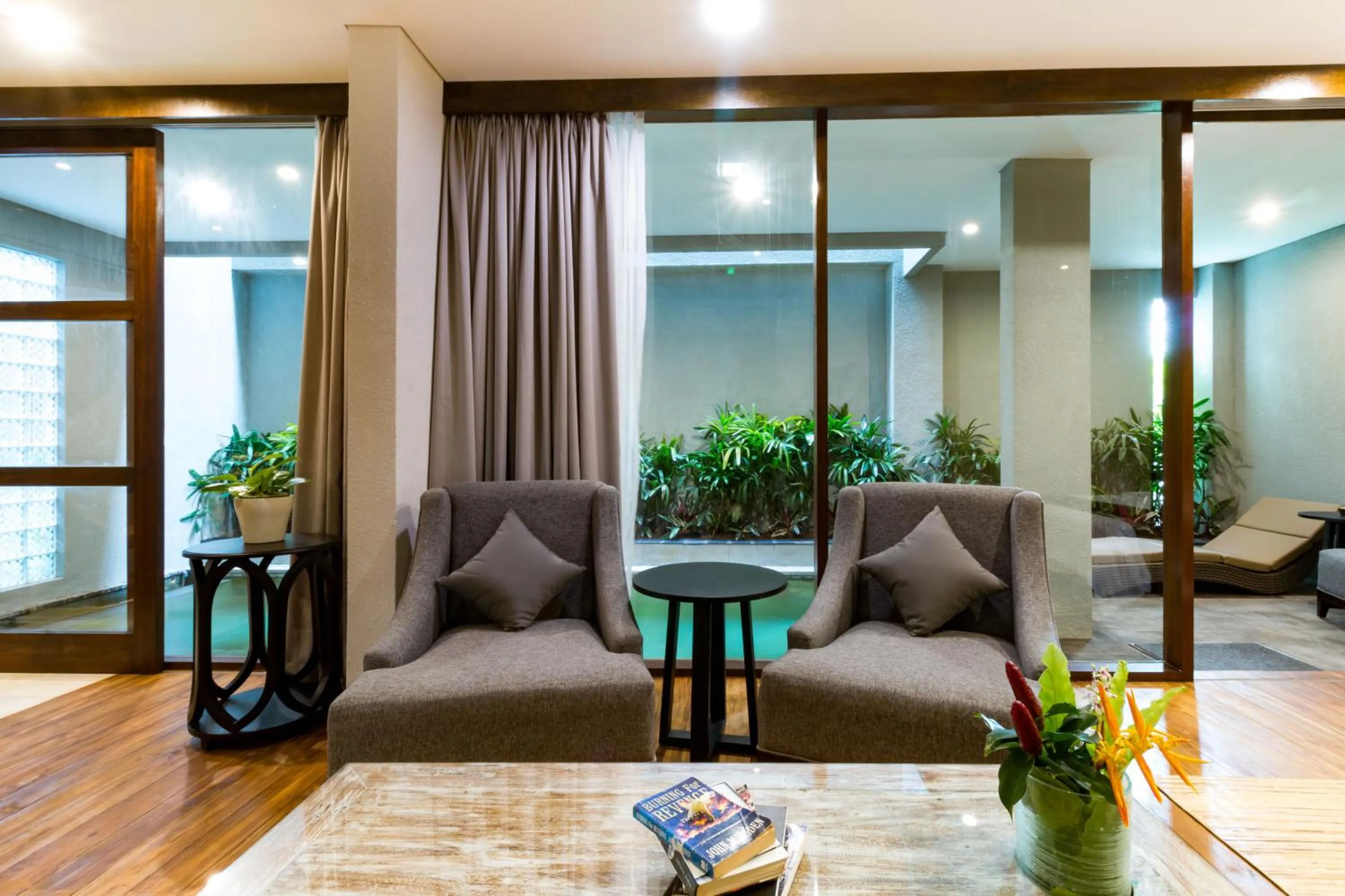 Seating area in Aleesha Villas and Suites