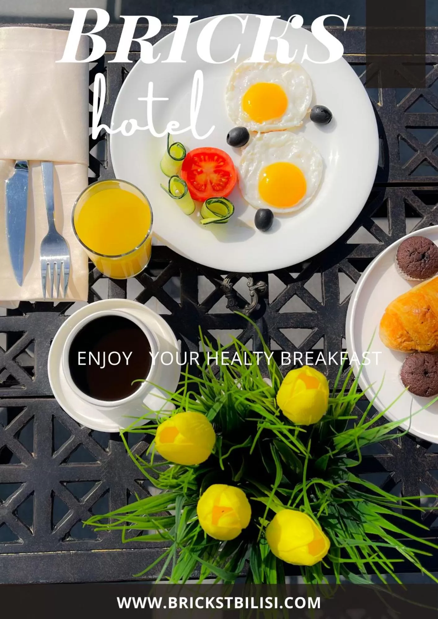 Food and drinks in Bricks Hotel Tbilisi