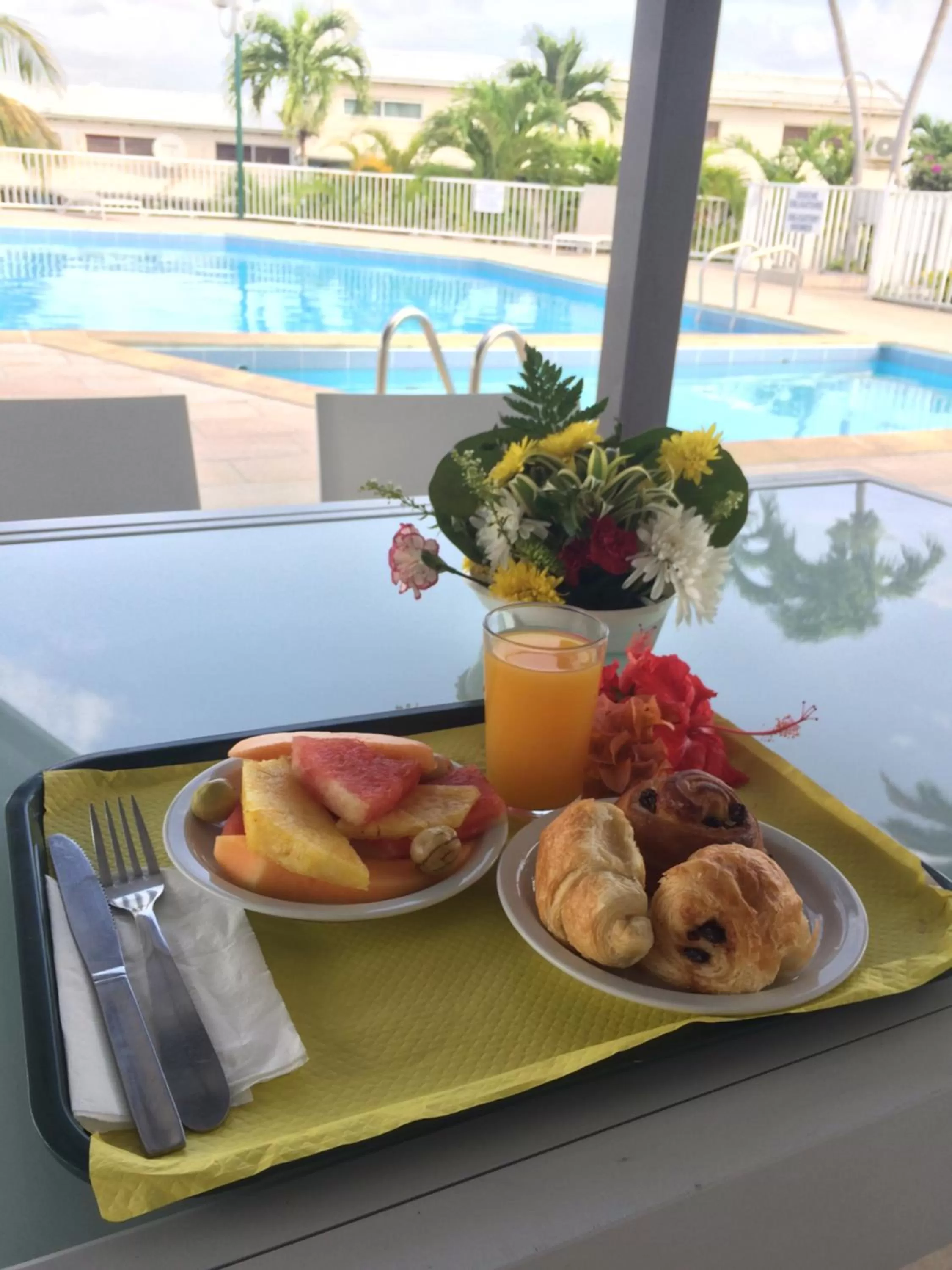 Buffet breakfast, Swimming Pool in Hotel Village Soleil