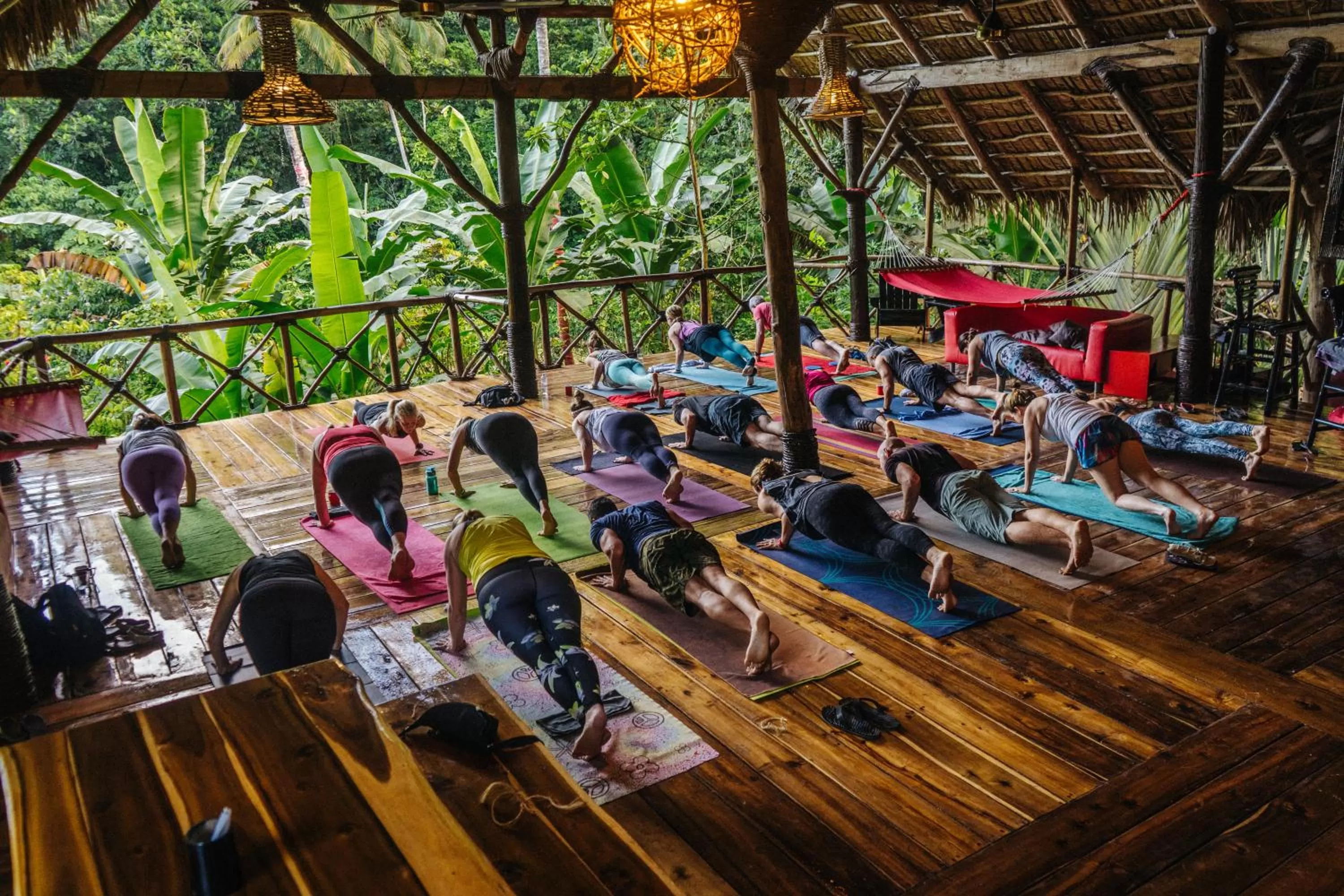 group of guests in Dominican Tree House Village