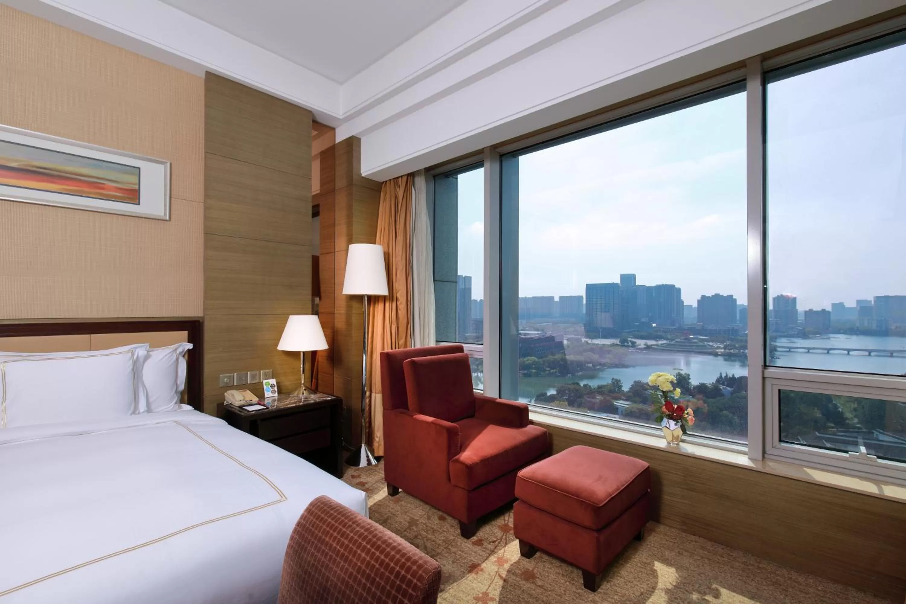 View (from property/room), Bed in Crowne Plaza Nanjing Jiangning by IHG