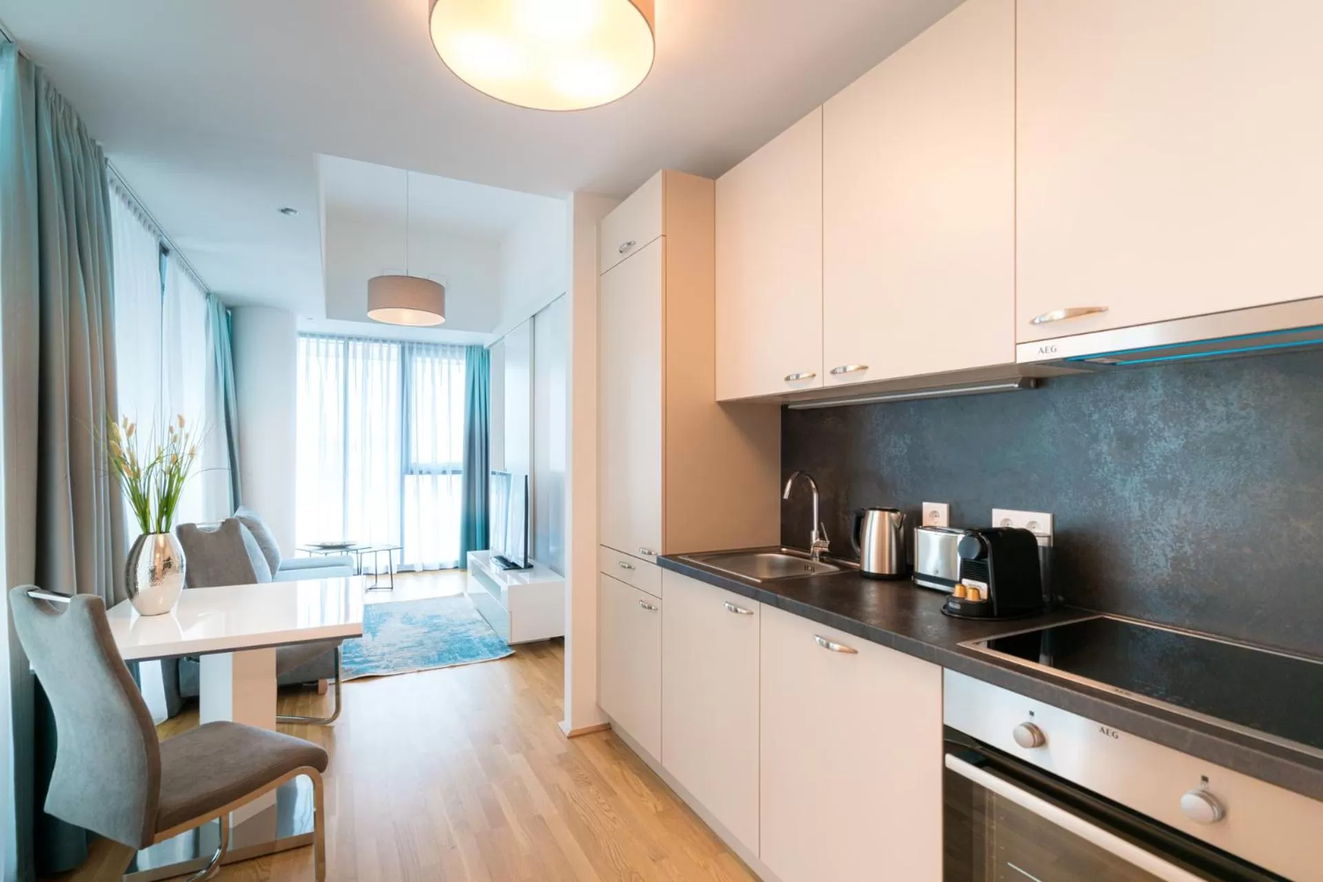 Kitchen or kitchenette in Vienna Residence, Marina Tower - Danube