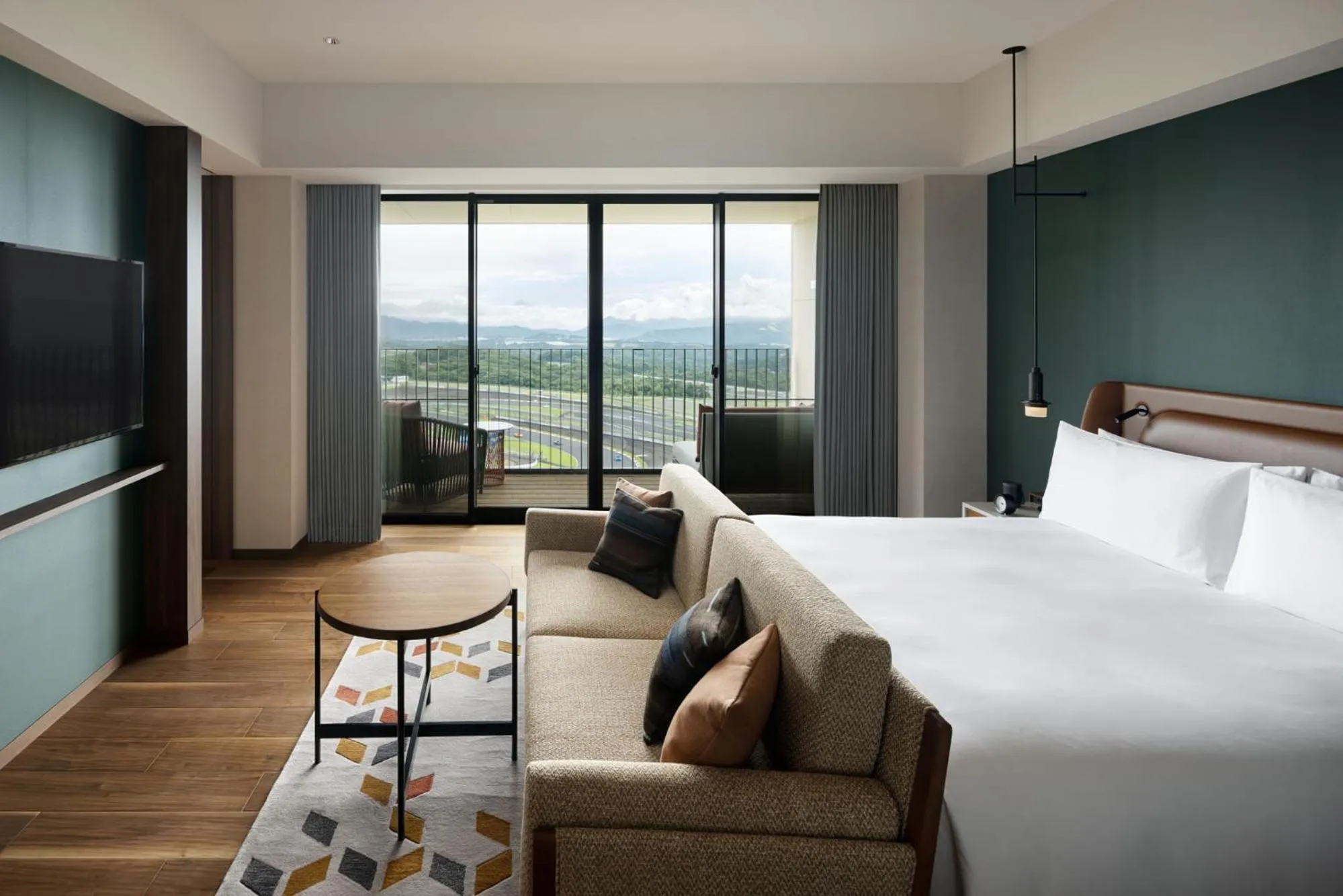 View (from property/room), Bed in Fuji Speedway Hotel, in The Unbound Collection by Hyatt