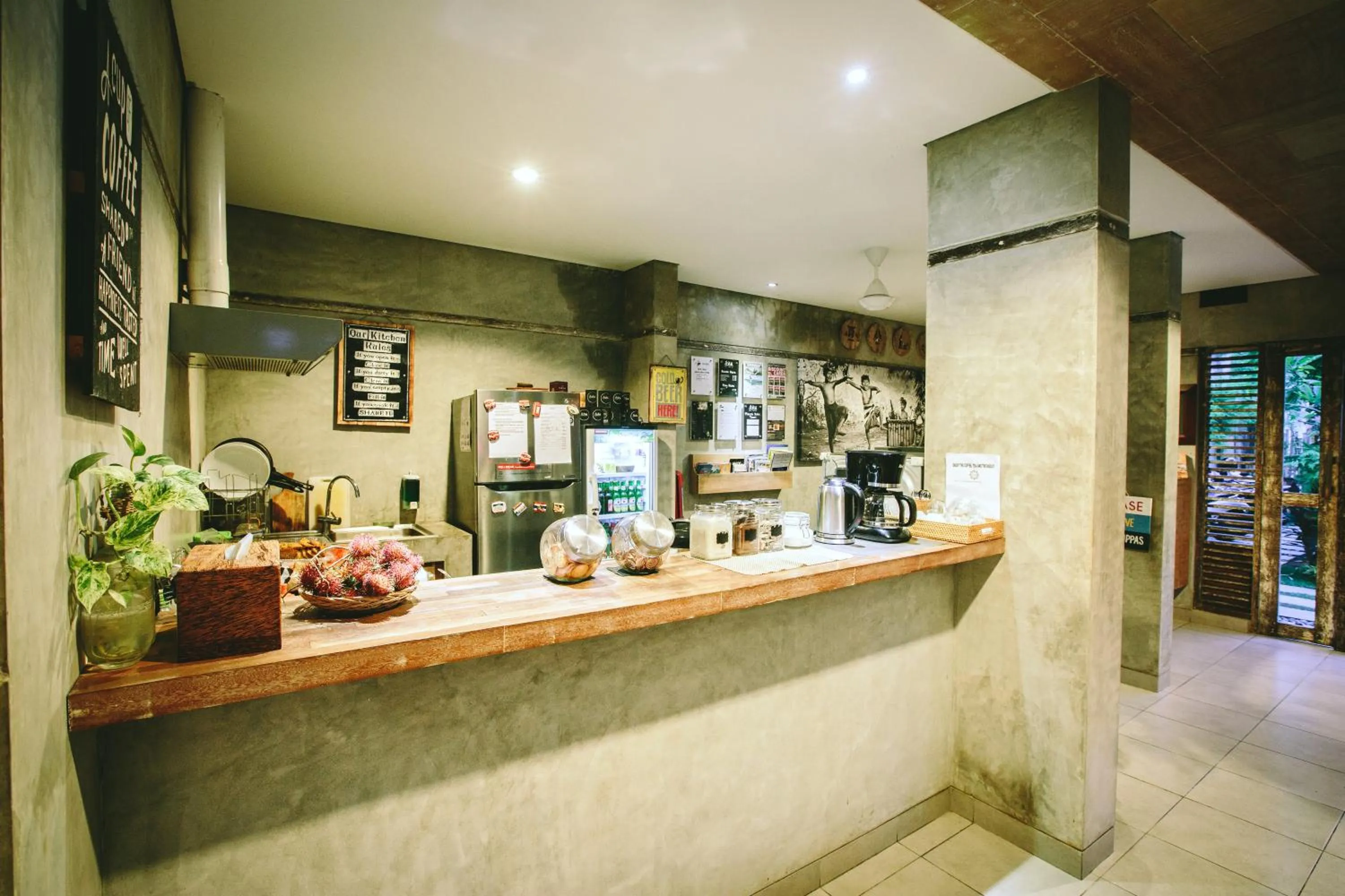 Communal kitchen in Lokal Bali Hostel