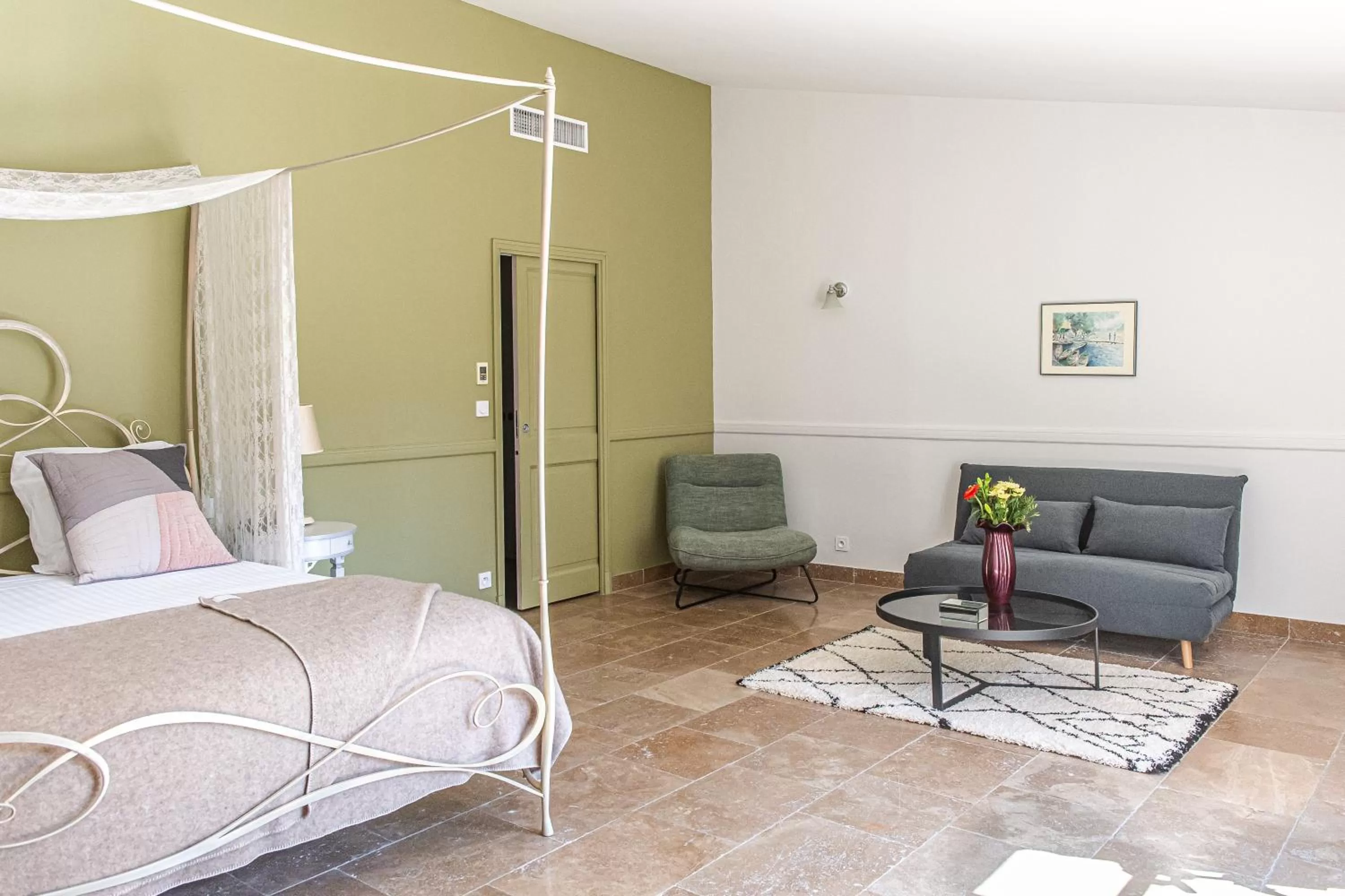 Patio, Bed in Hôtel Mas Valentine