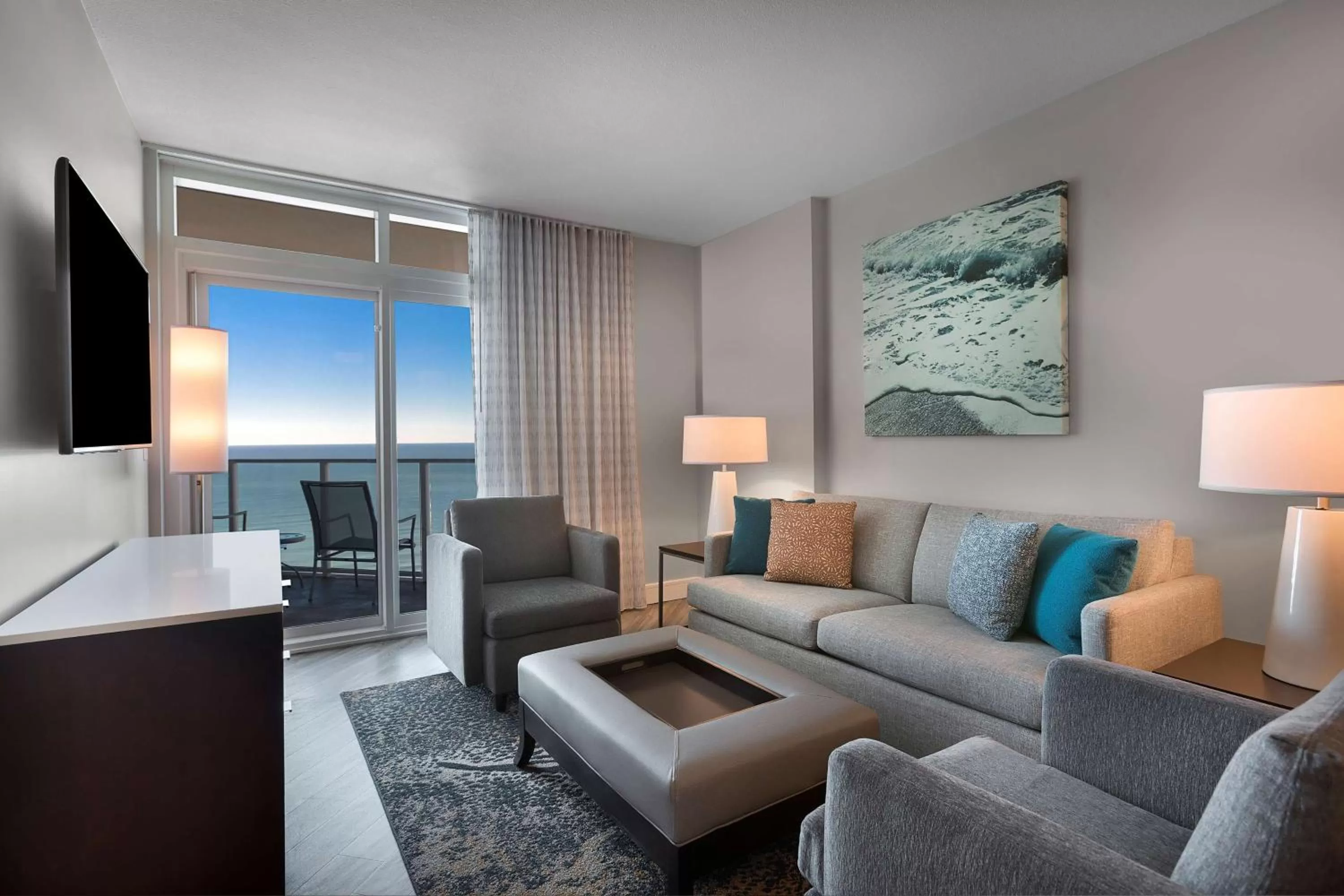 Living room in Hilton Grand Vacations Club Ocean 22 Myrtle Beach