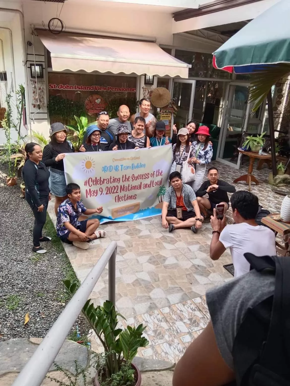 group of guests in St. John Island View Pensionne