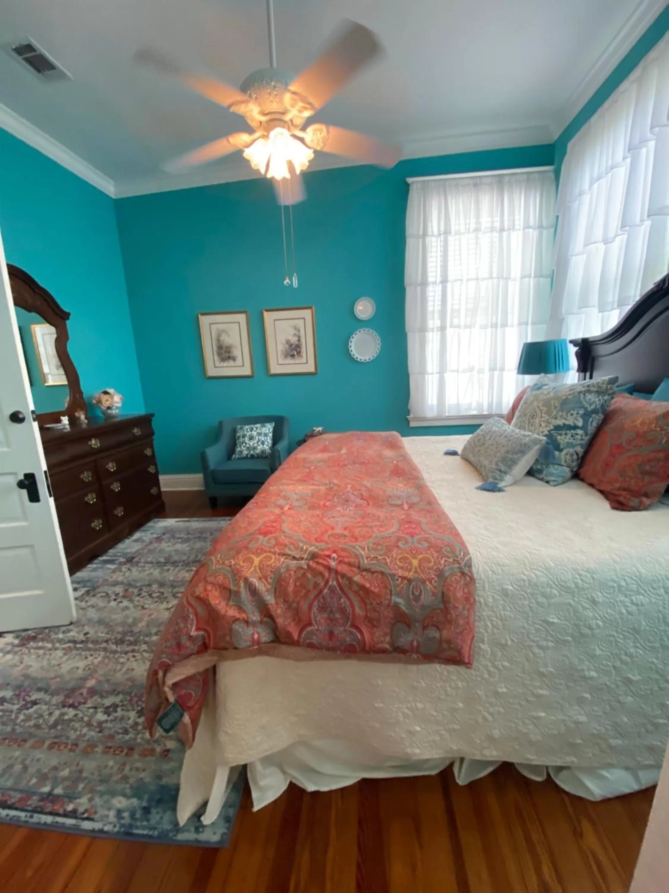 Bed in The King's Daughters B and B on the Bluff overlooking the Mighty Mississippi