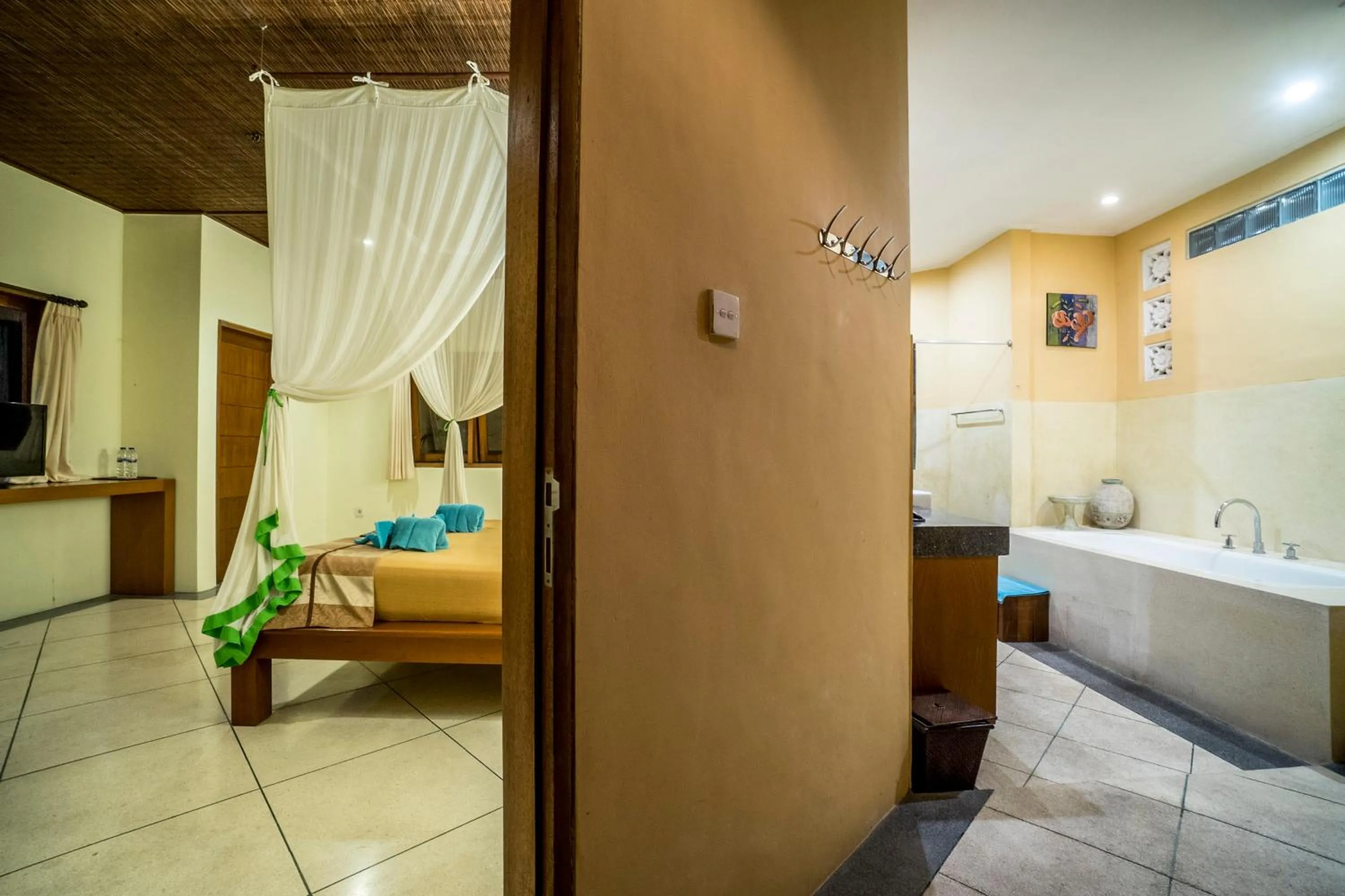 Bathroom, Bed in Gajah Biru Bungalows
