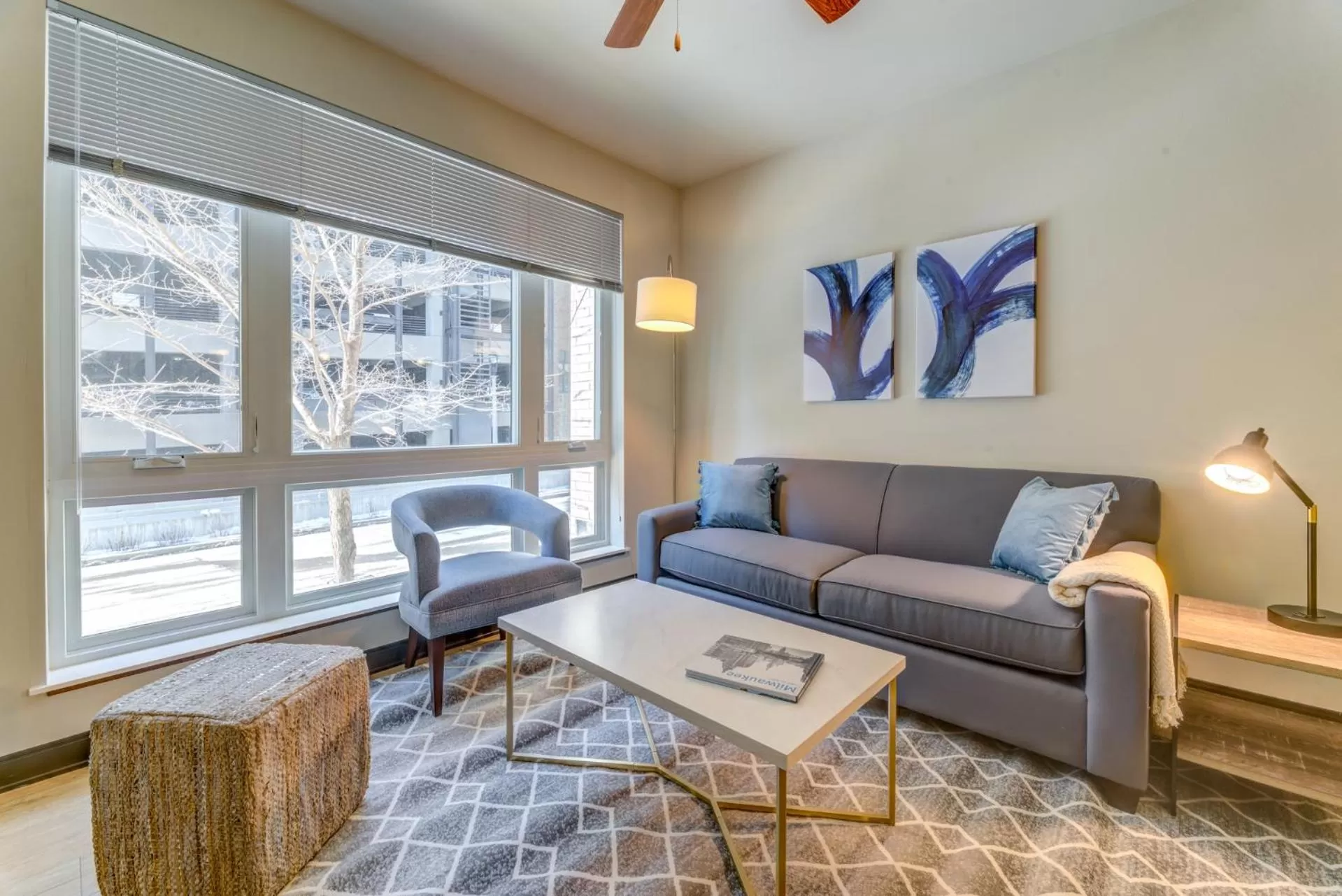 Living room in Kasa Westown Milwaukee