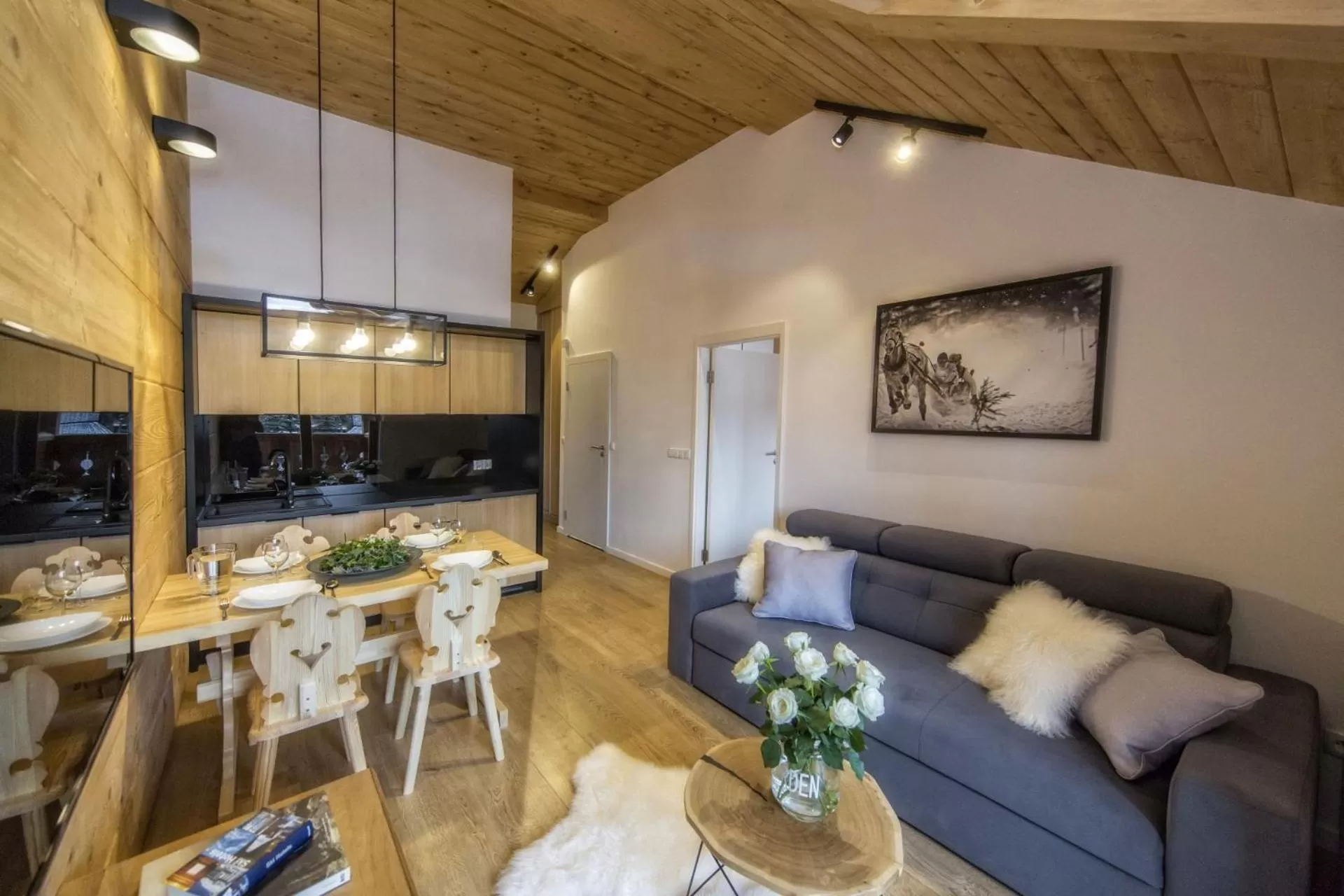 Kitchen or kitchenette in Aparthotel Giewont