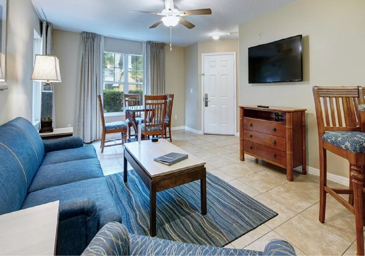 Living room in Summer Bay Orlando by Exploria Resorts