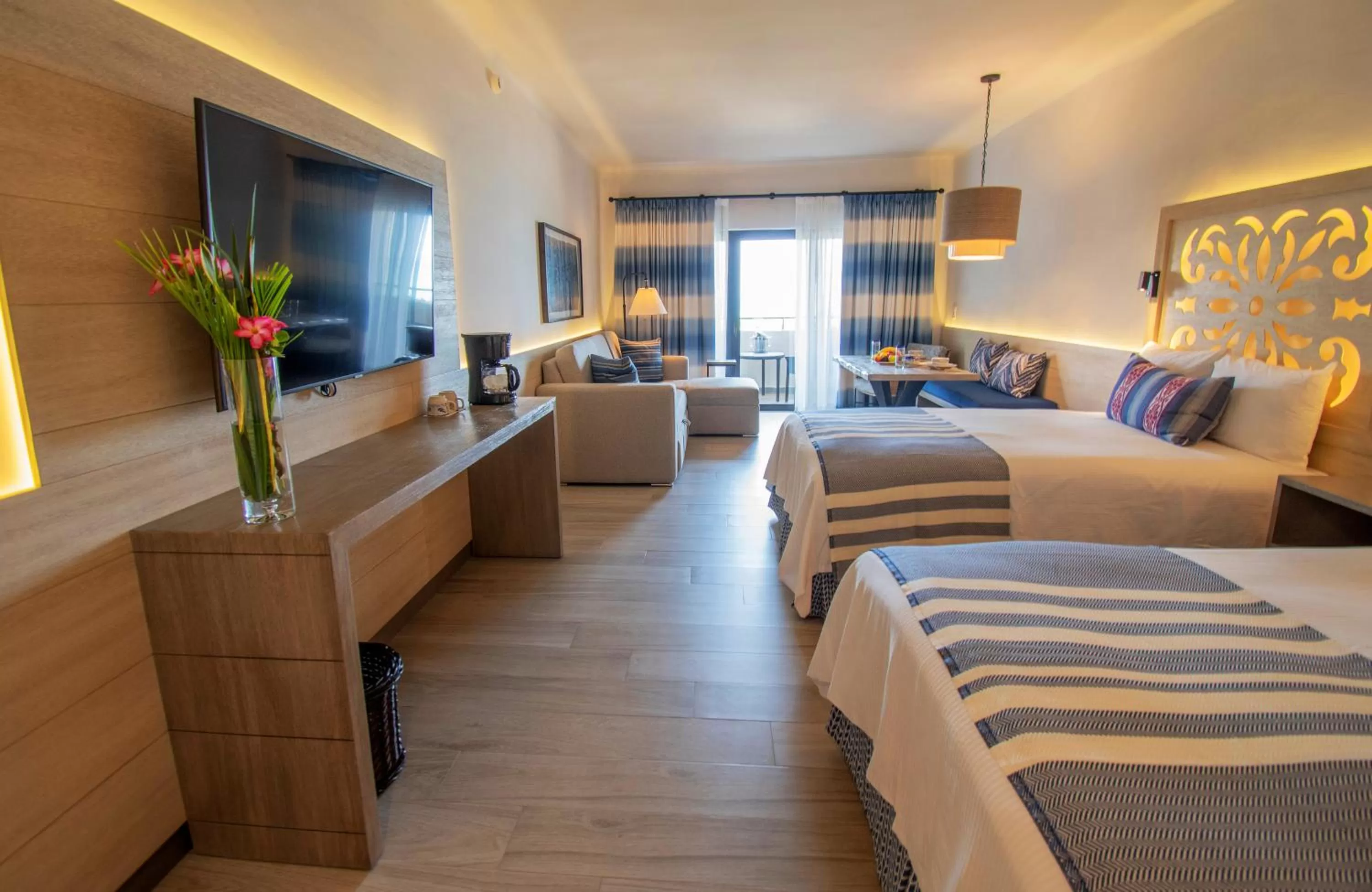 Living room, Bed in Pueblo Bonito Mazatlan Beach Resort - All Inclusive