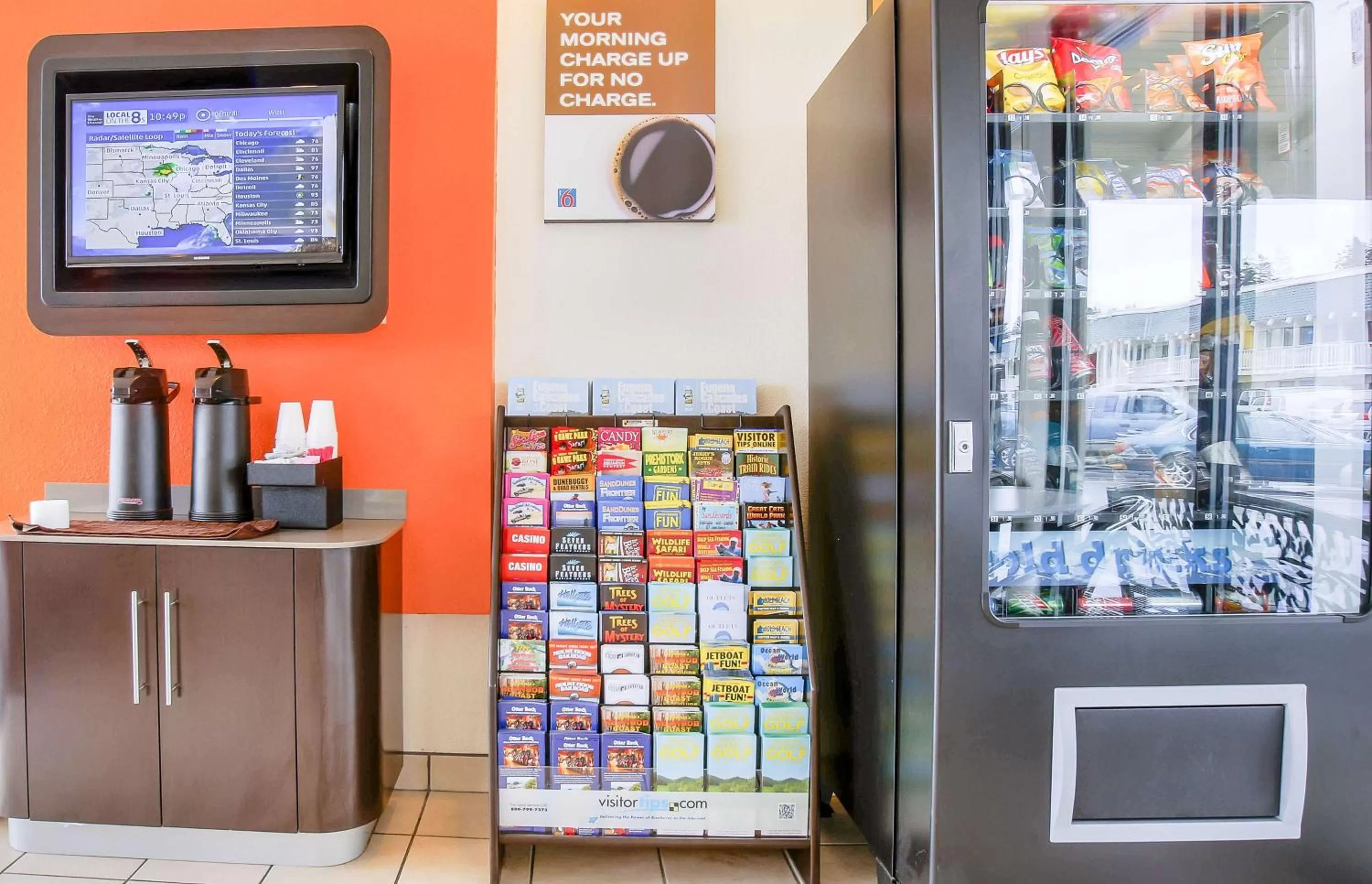 Communal lounge/ TV room in Motel 6-Coos Bay, OR