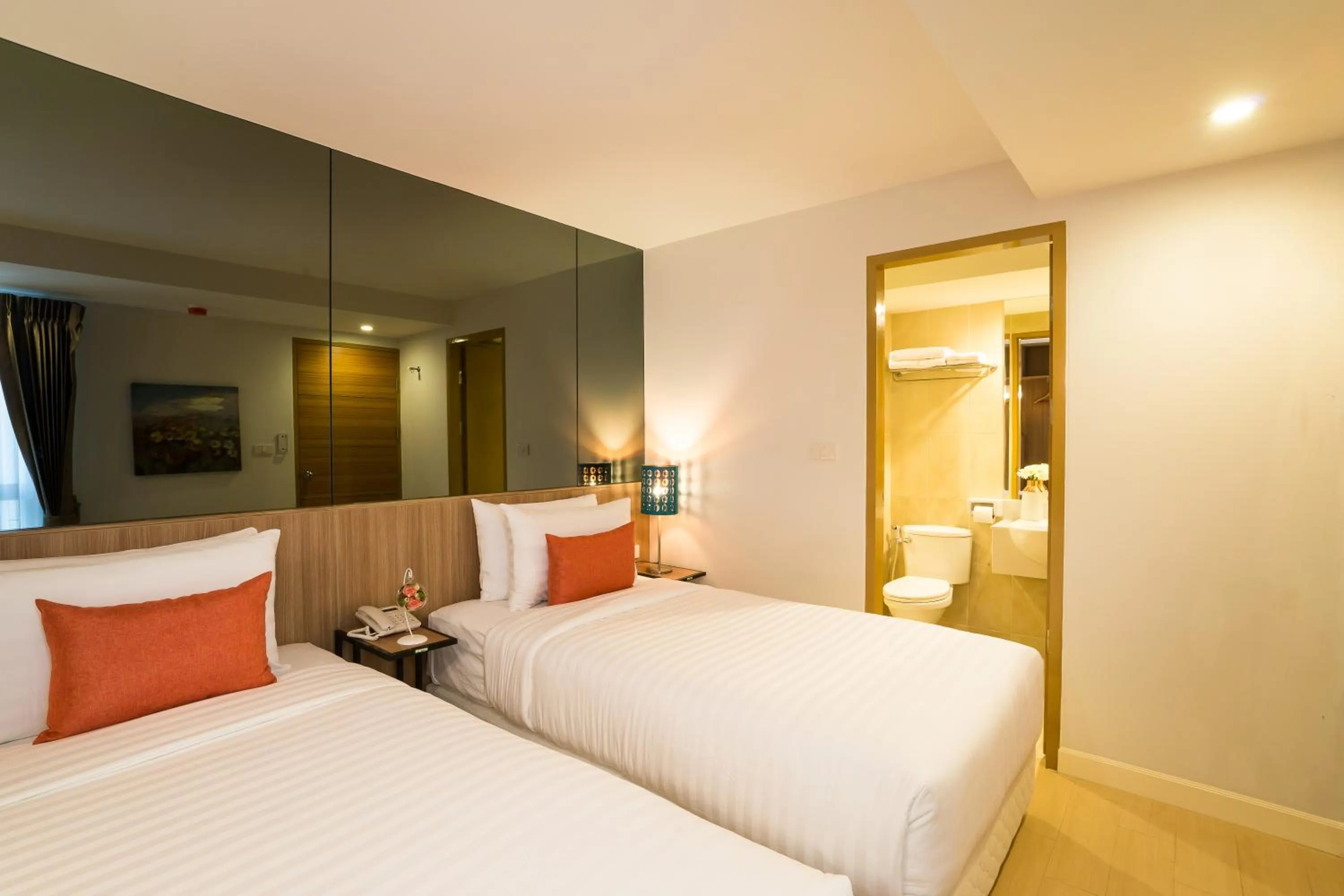 Photo of the whole room, Bed in Beyond Suite