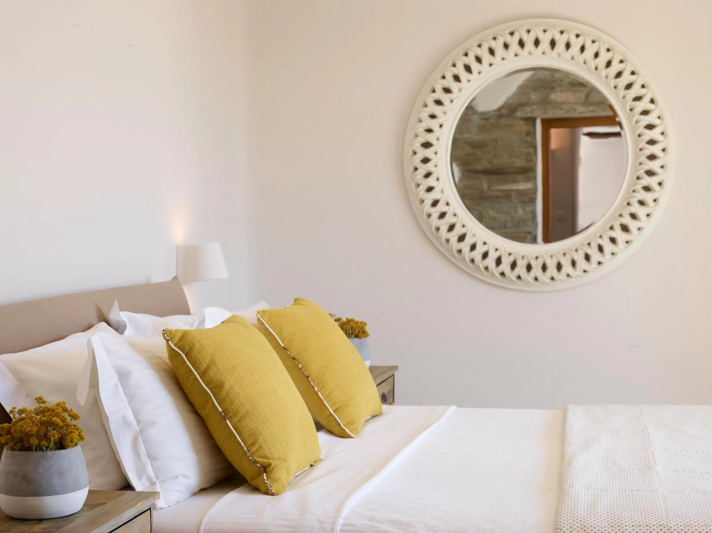 Bed in Aeolis Tinos Suites