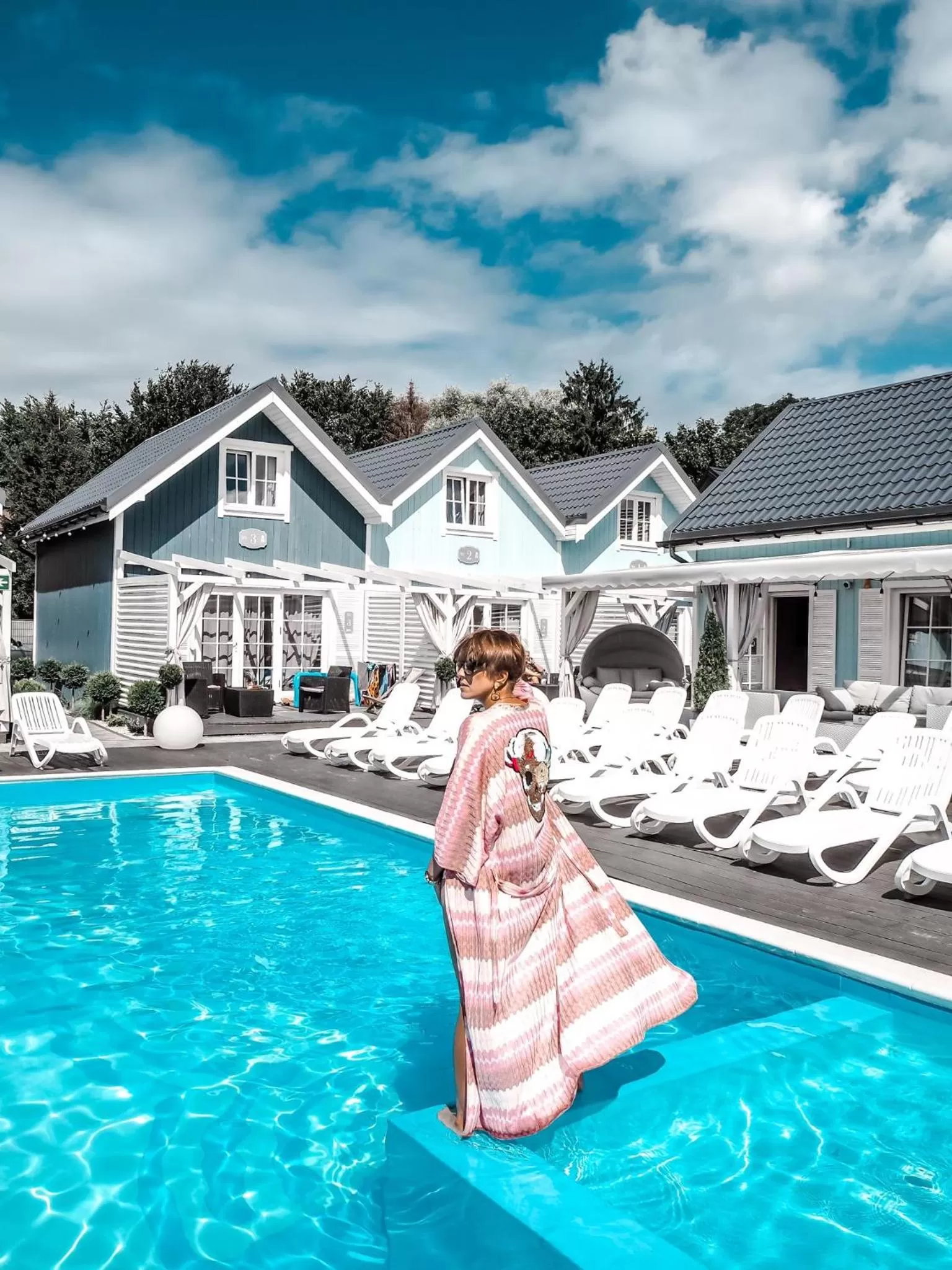 Pool view, Swimming Pool in Baltic Family - domki całoroczne nad morzem basen kidsclub rowery