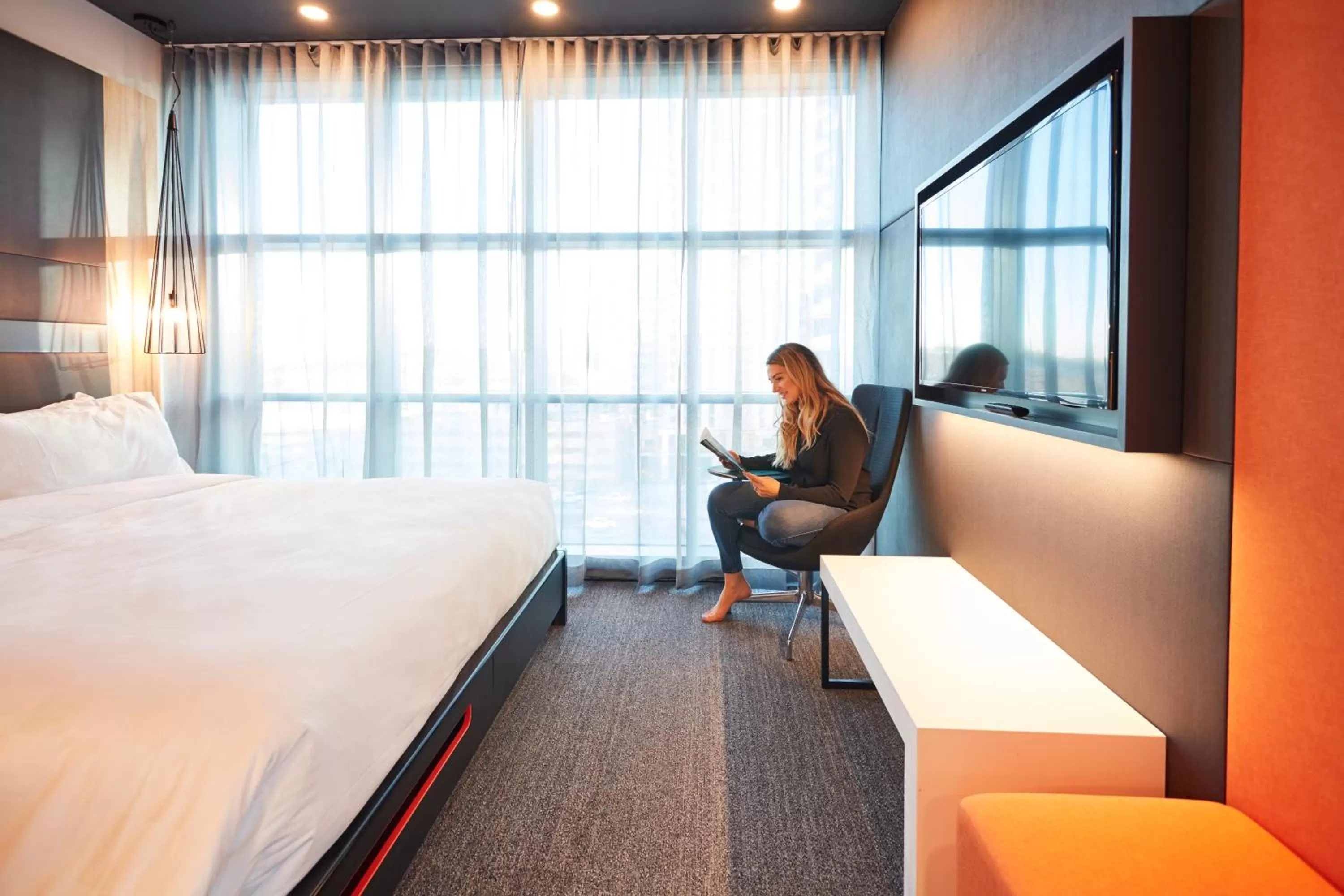 People, Bed in Alt Hotel Calgary East Village