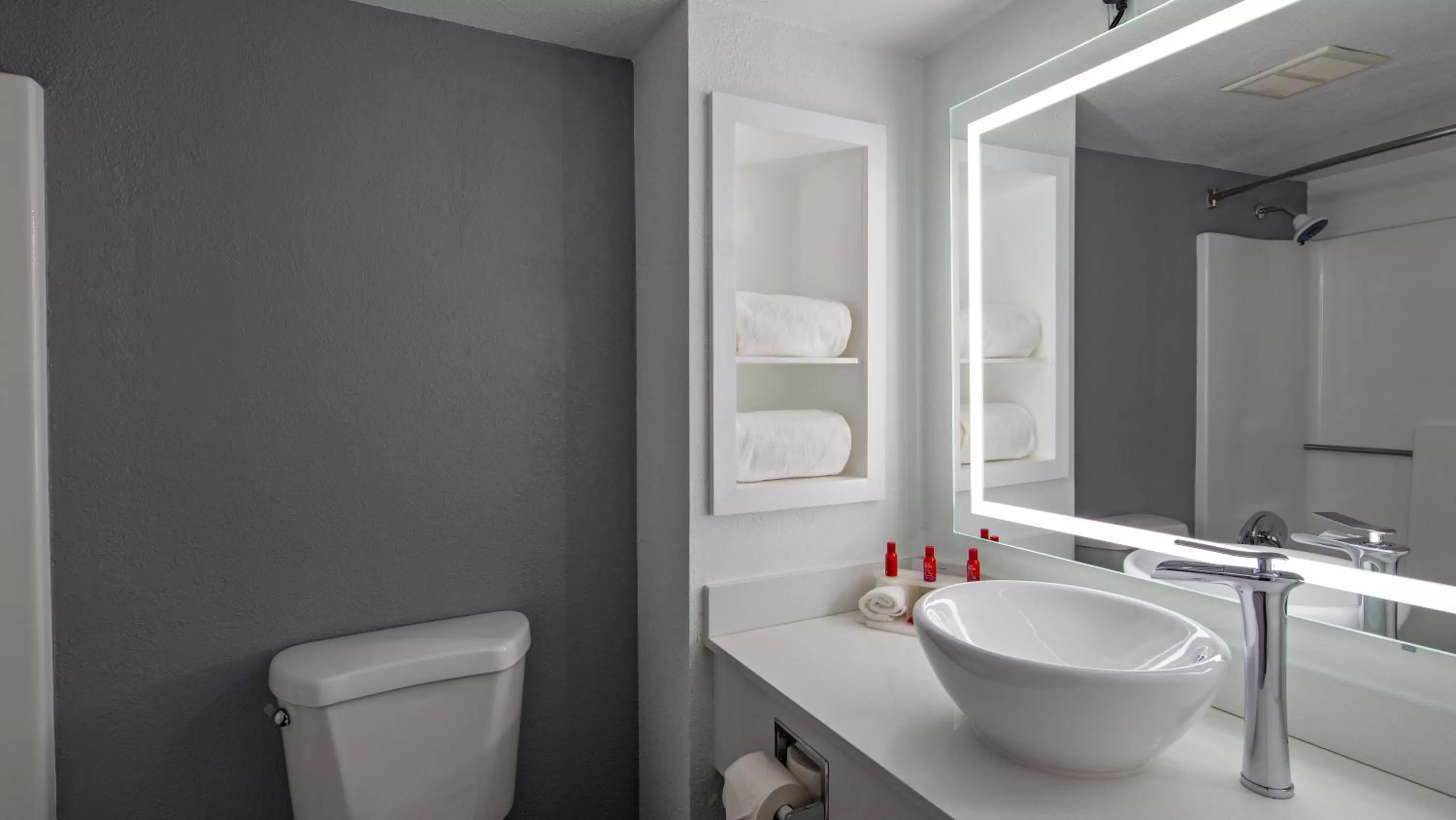 Bathroom in Clarion Pointe Jacksonville near Camp Lejeune