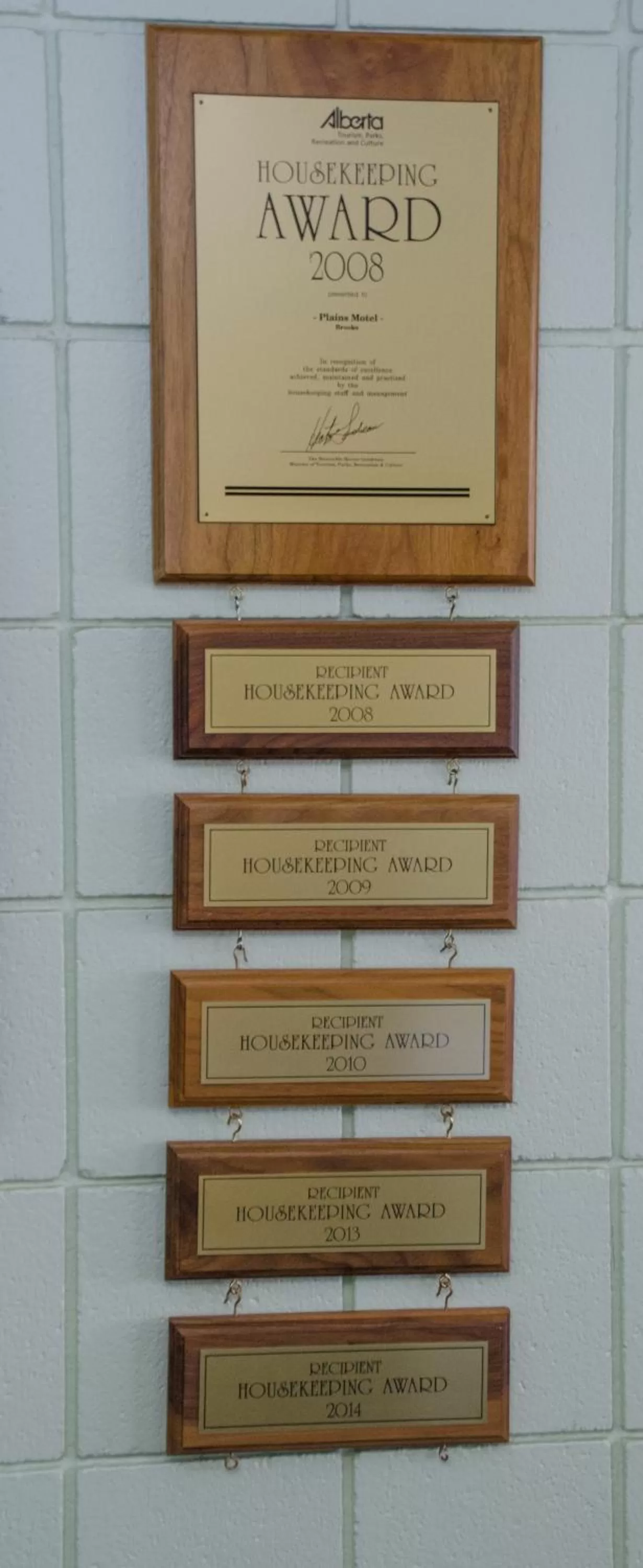 Certificate/Award in Plains Motel