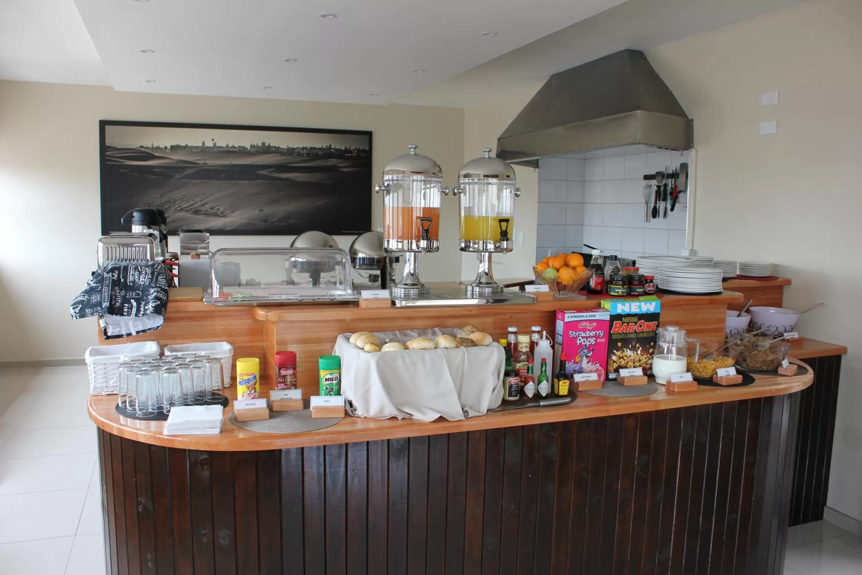 Buffet breakfast, Kitchen/Kitchenette in Prost Hotel Swakopmund Namibia
