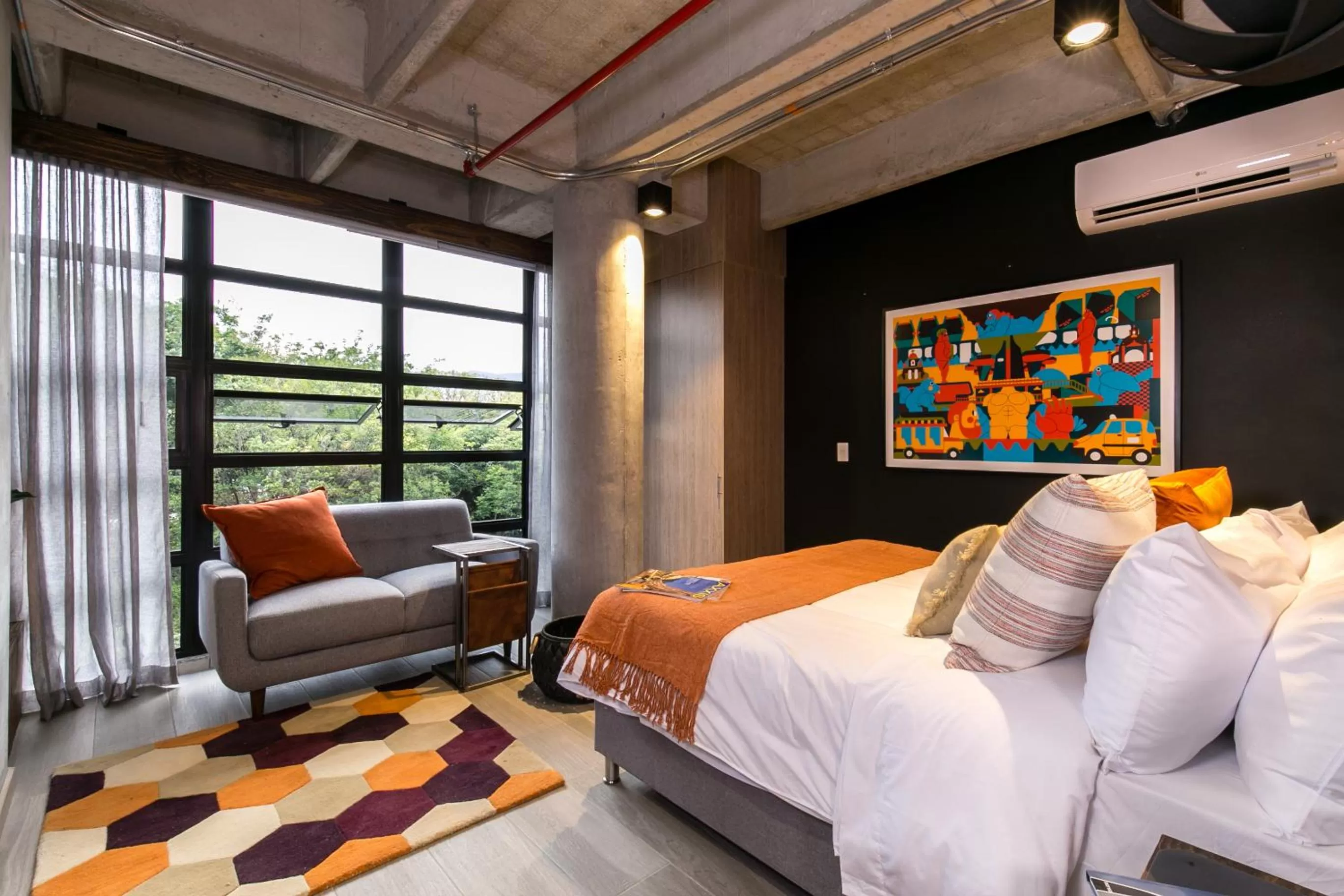 Bed in Factory Lofts Hotel