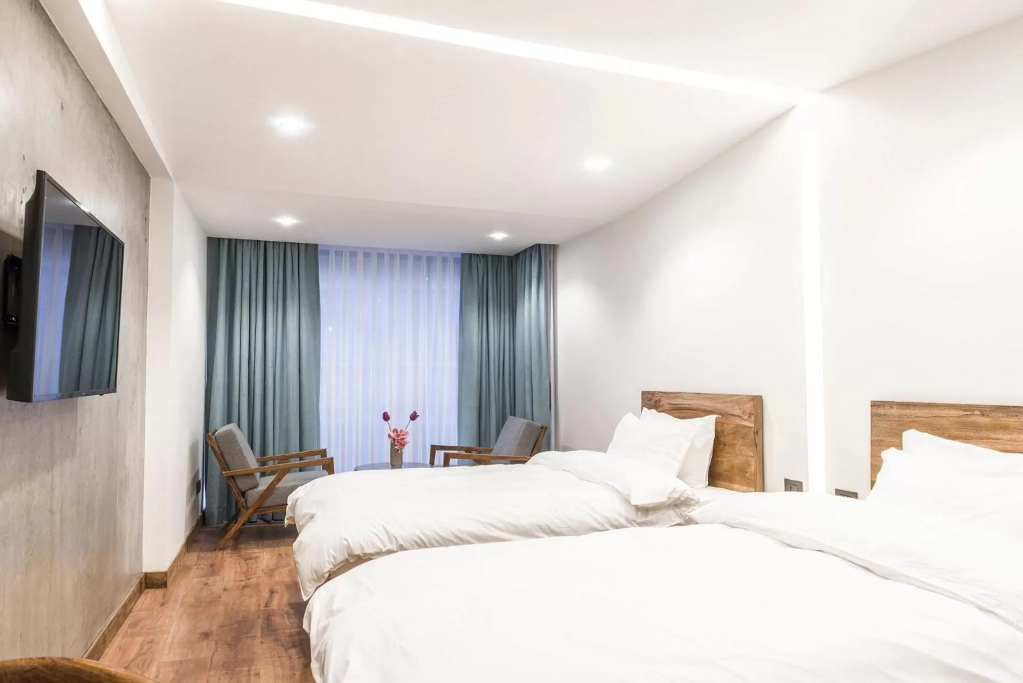 Bed in 9ine Thamel Hotel