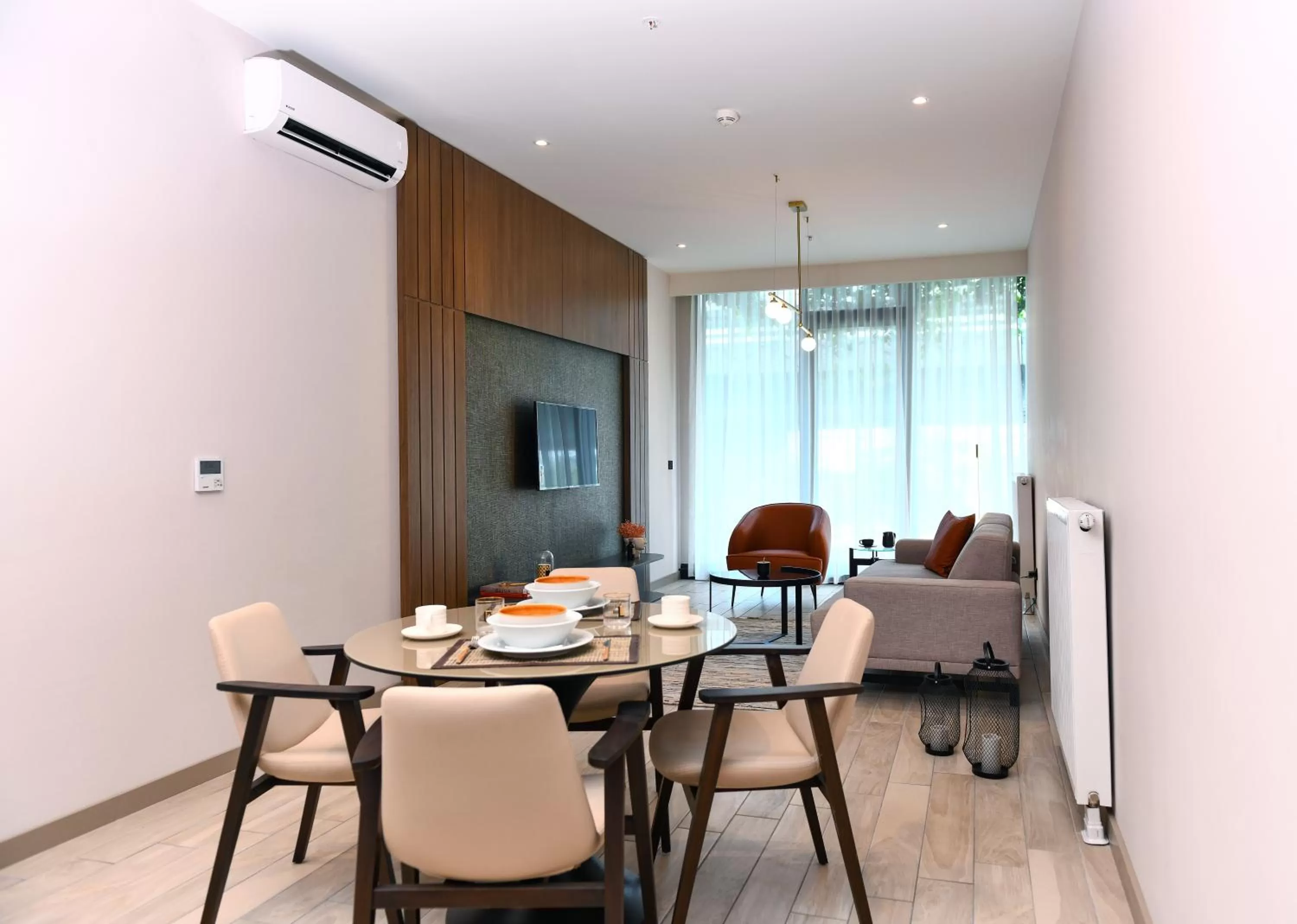 Dining area in WestSide Residences by Rotana