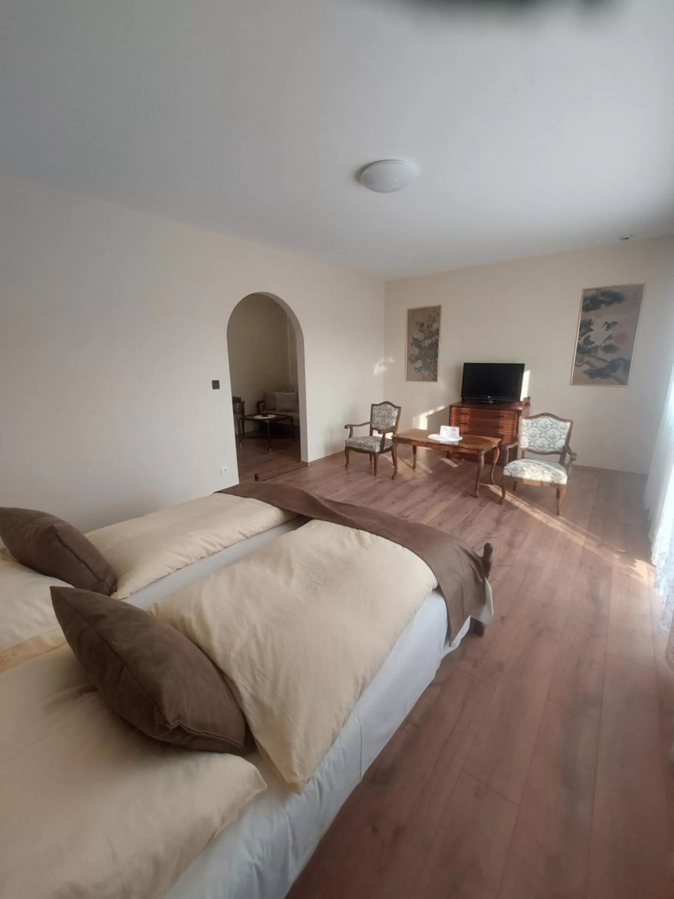 Living room, Bed in Hotel Panorama