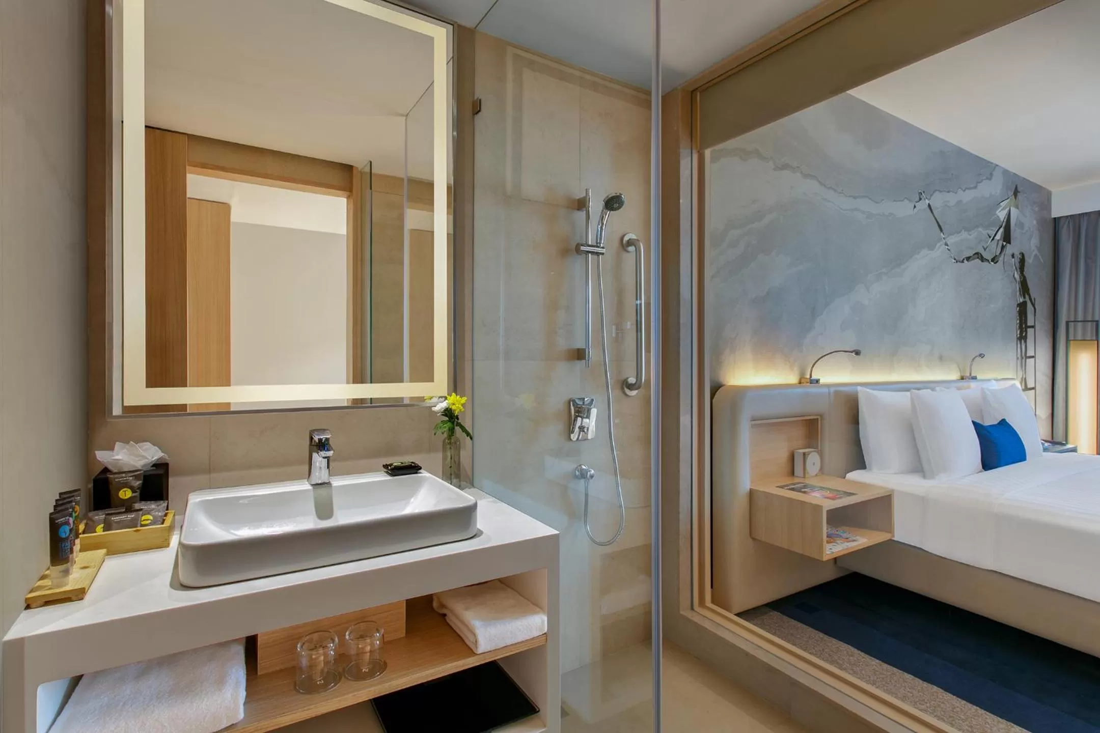 Bathroom, Bed in Novotel Ahmedabad