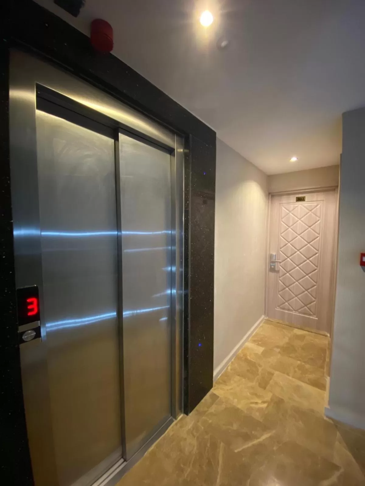 elevator in Hotel Blue Ottoman