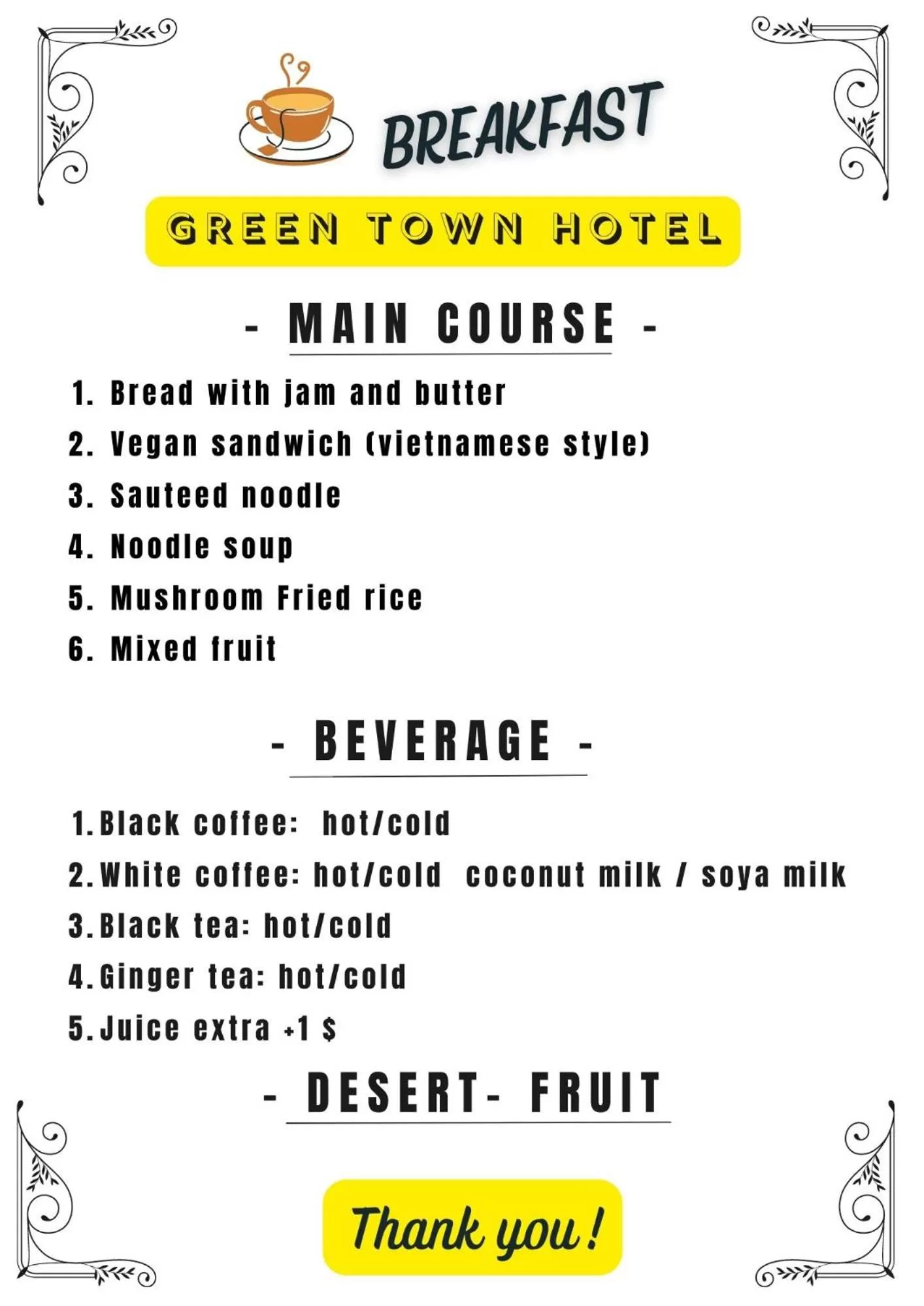 Breakfast in GREEN TOWN hotel HỘI AN