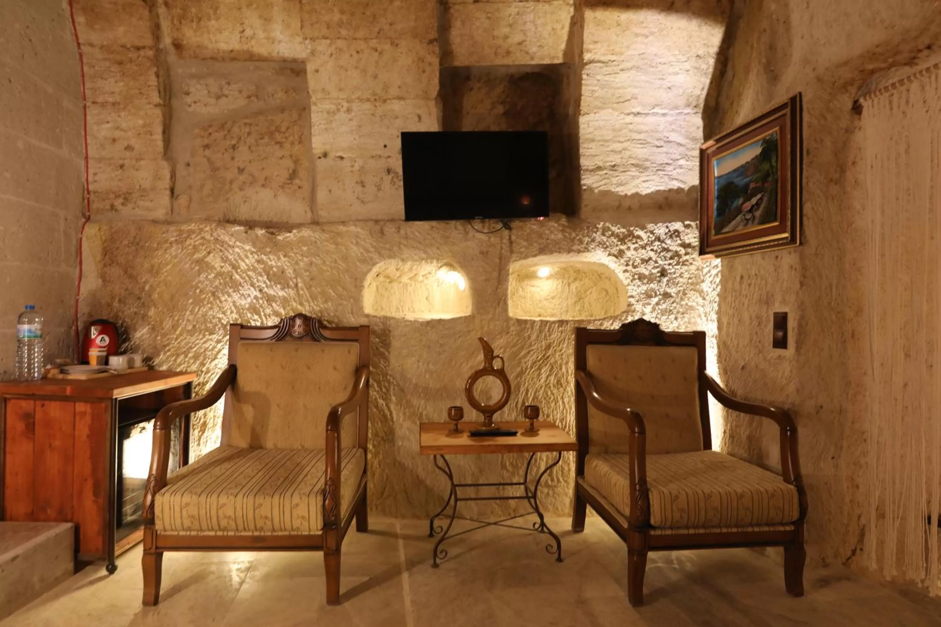 Seating area in Atax Cave House