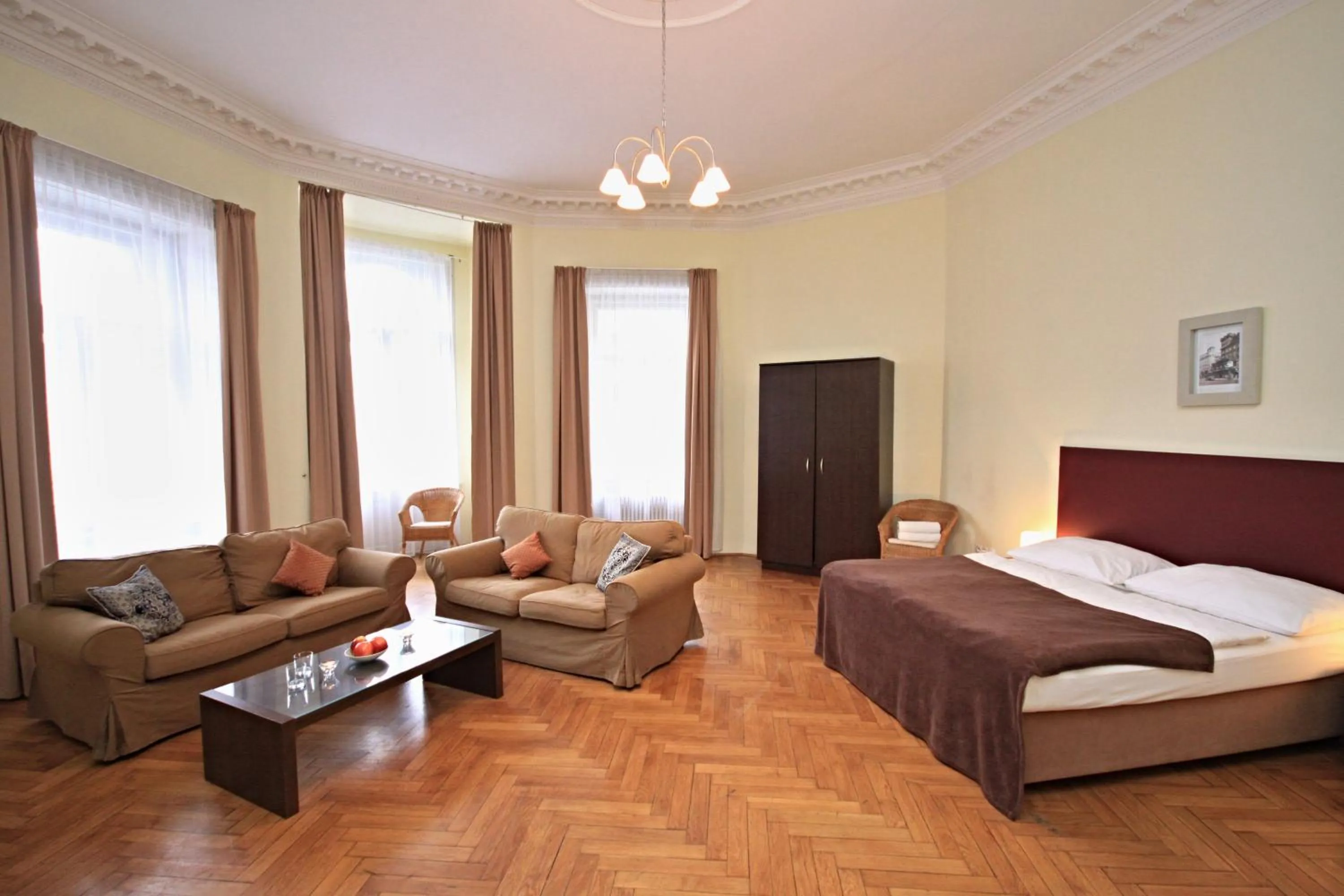 Living room, Bed in River View Residence