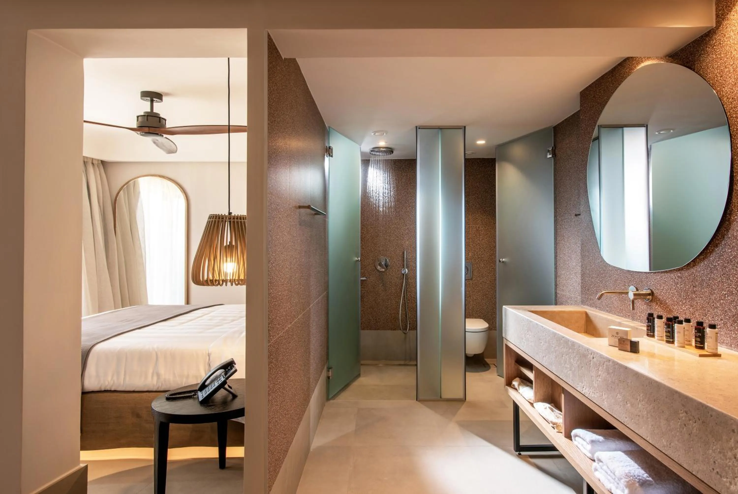Shower, Bed in Paralos Venus Suites Adults Only