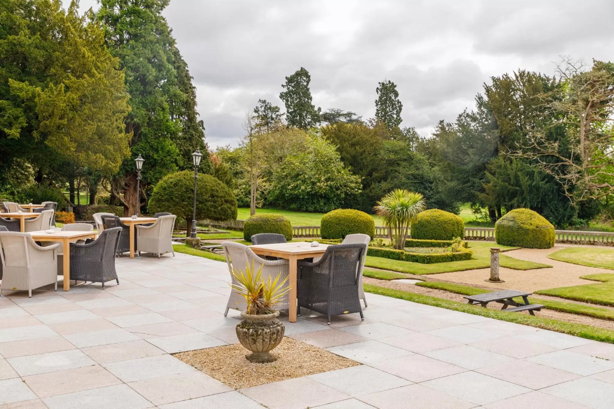 Patio in Wroxall Abbey Hotel