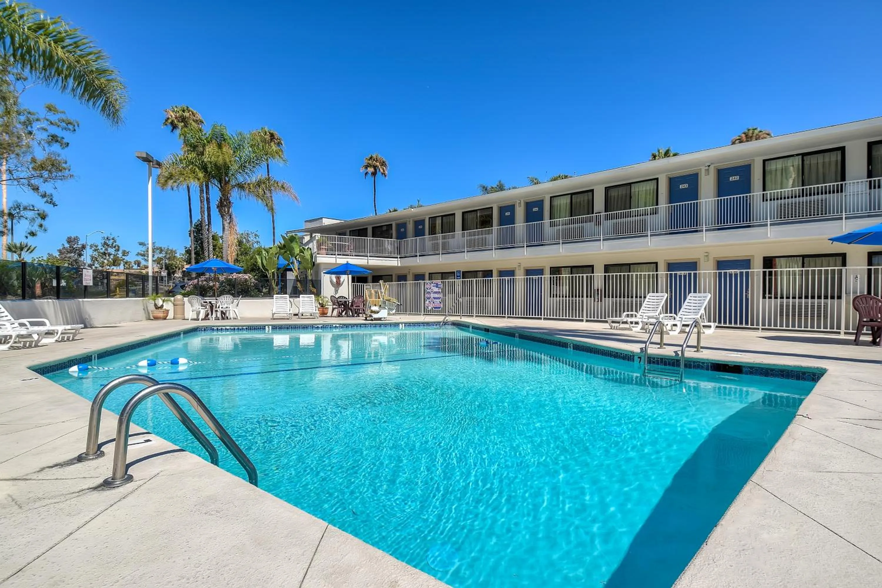 Pool view in Motel 6-San Diego, CA - Hotel Circle - Mission Valley