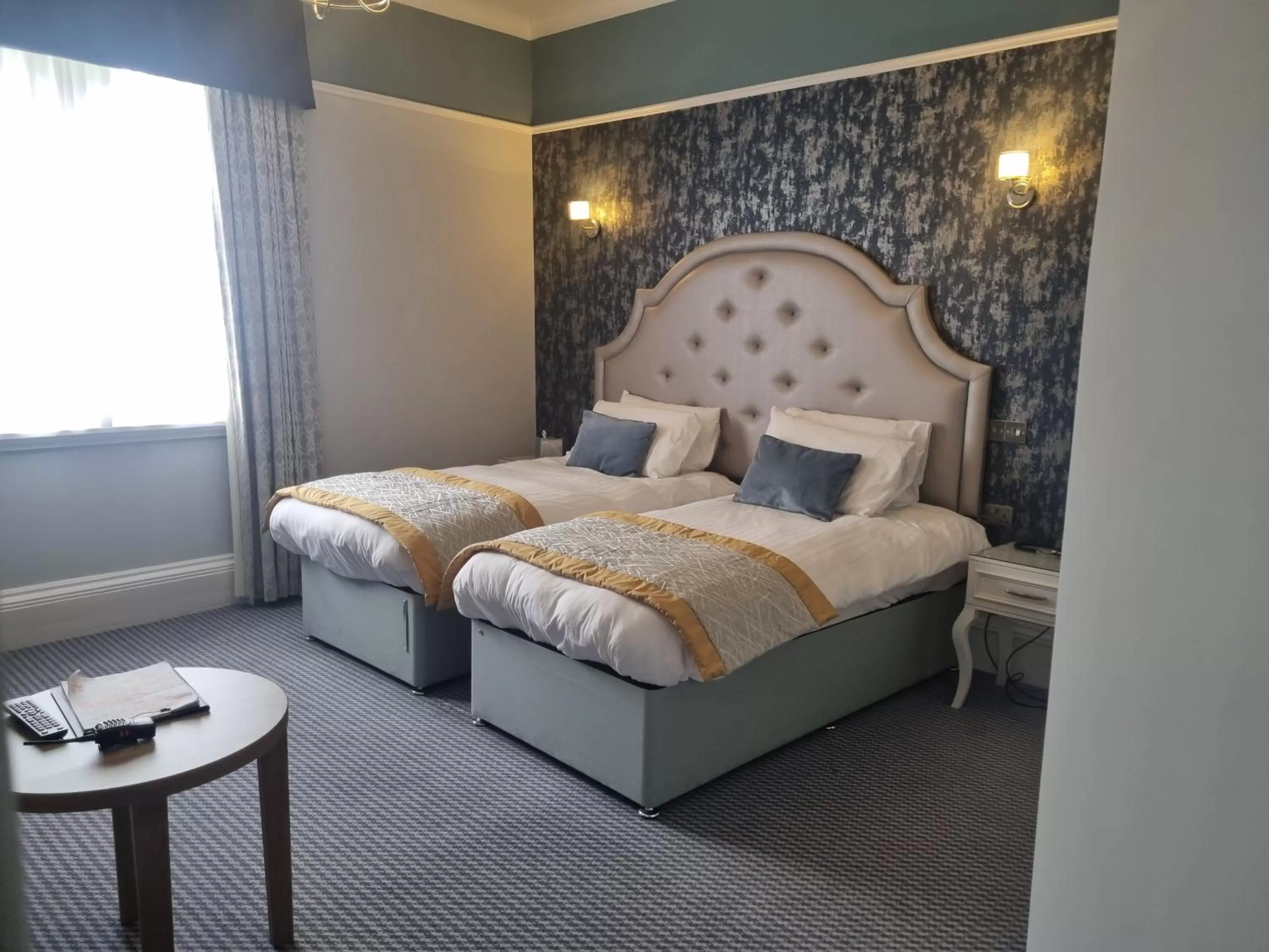 Bed in Wroxall Abbey Hotel