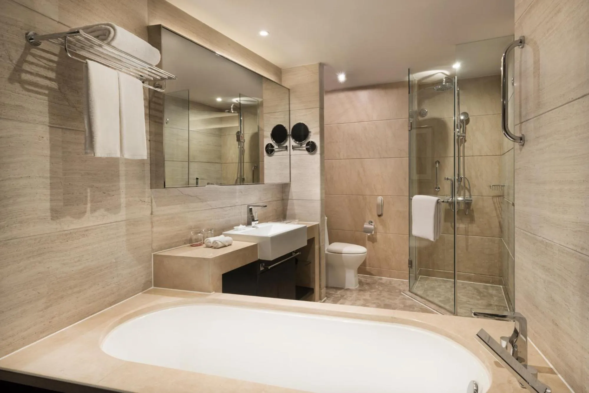 Bathroom in Crowne Plaza Shanghai Xiayang Lake by IHG
