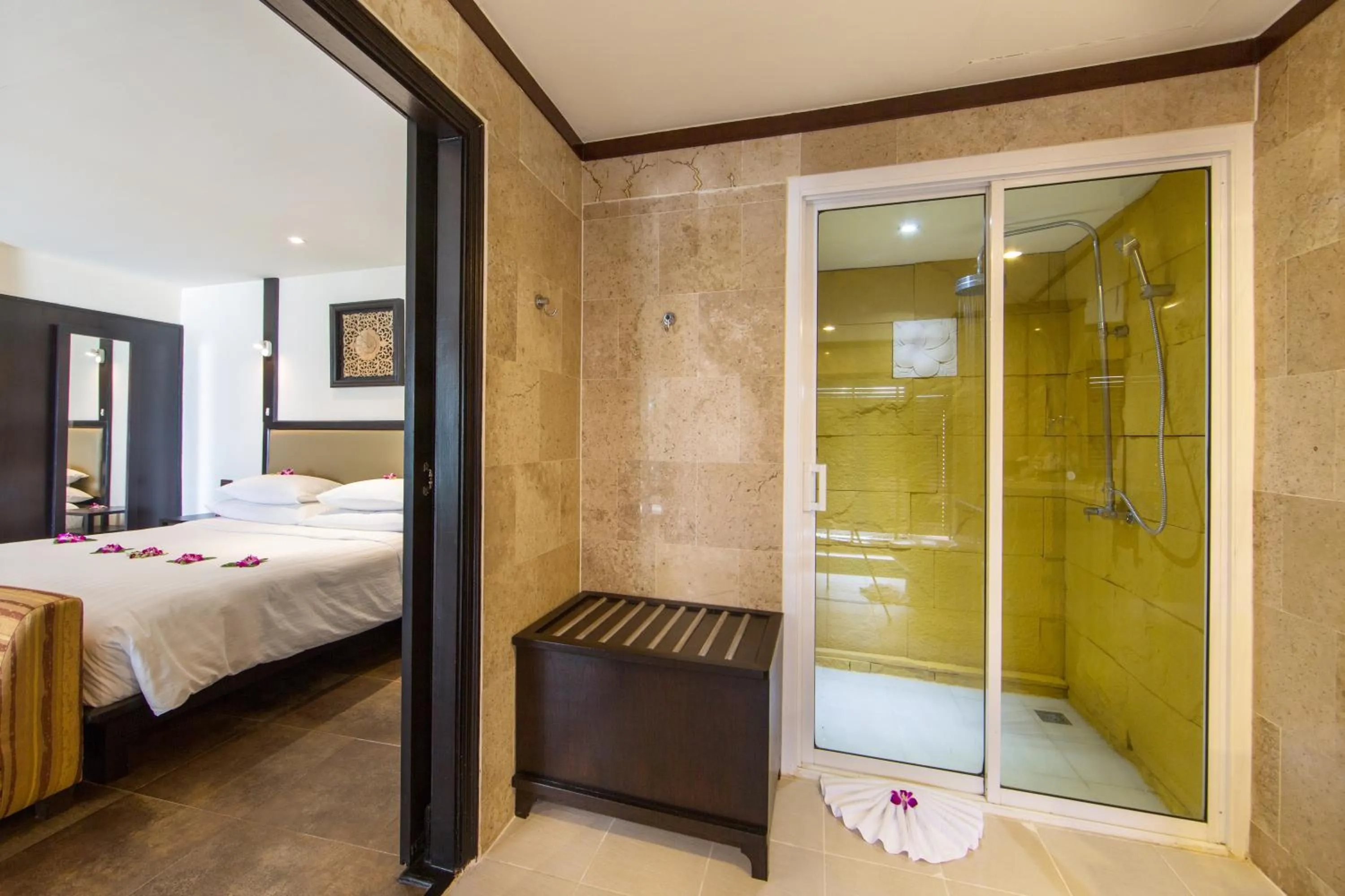 Bathroom, Bed in Andaman White Beach Resort - SHA Plus